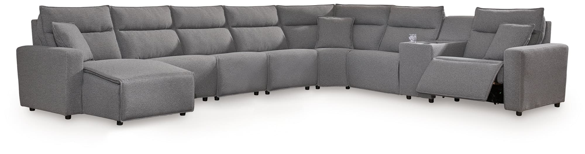 Modmax II Salt and Pepper 8-Piece Power Reclining Sectional with Console - Image 1
