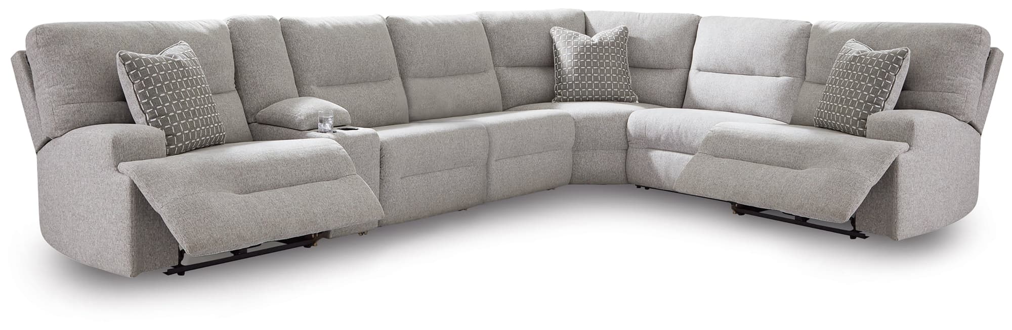 Acklen Place Pewter 7-Piece Power Sectional Reclining Sofa with Storage Console - Image 1