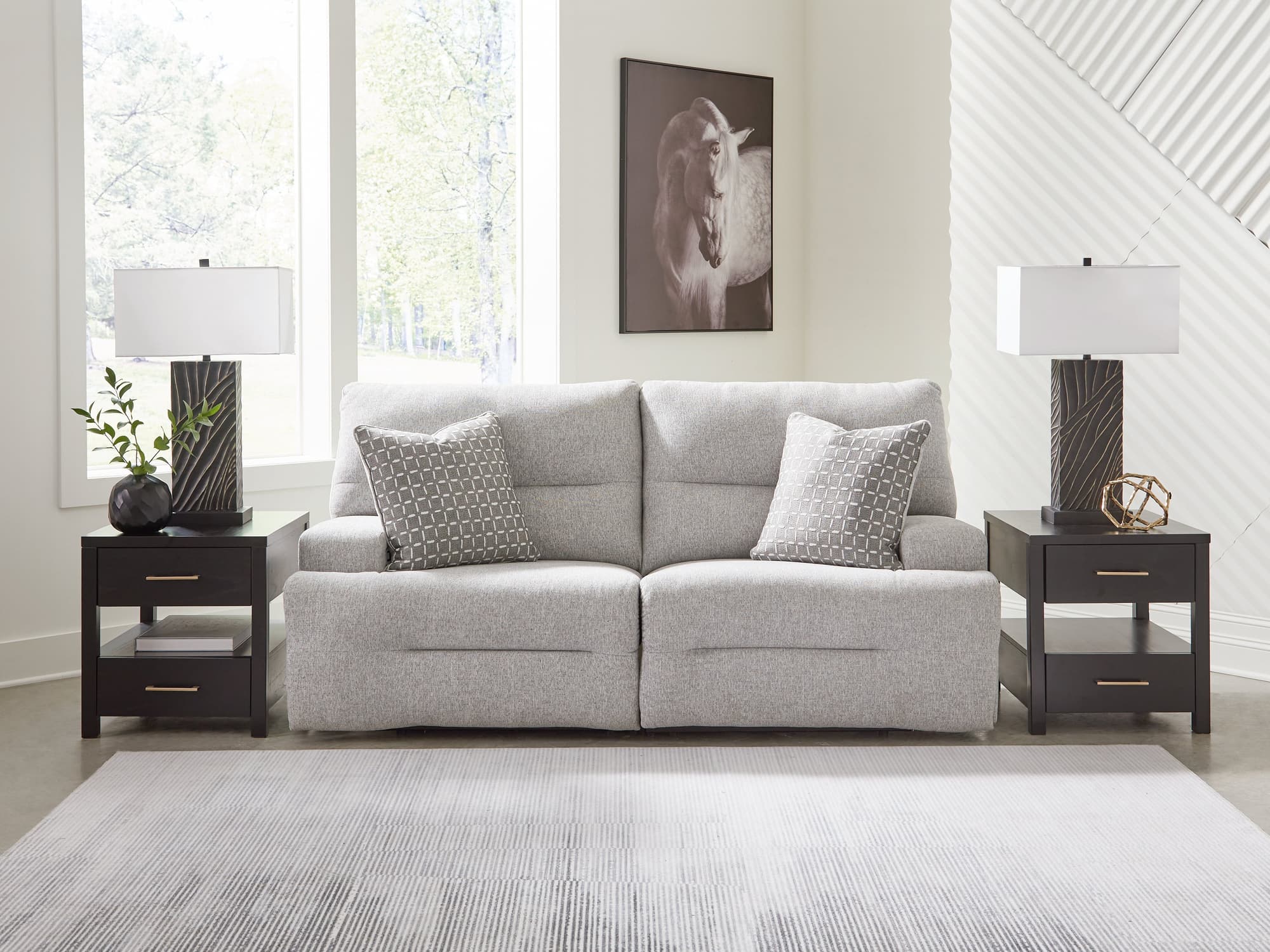 Acklen Place Pewter 2-Piece Power Reclining Sectional Loveseat - Image 1