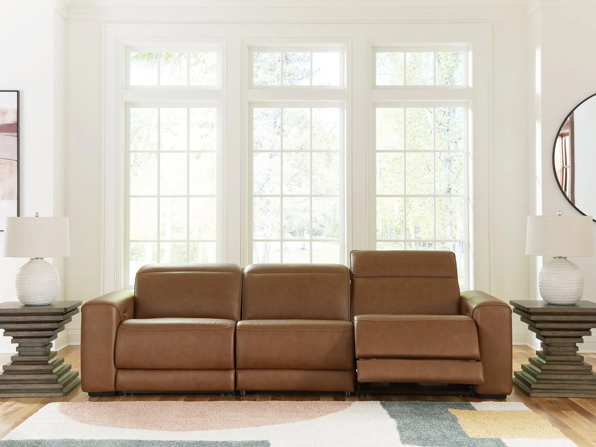 Magic Man Caramel 3-Piece Power Reclining Sectional Sofa - Image 1