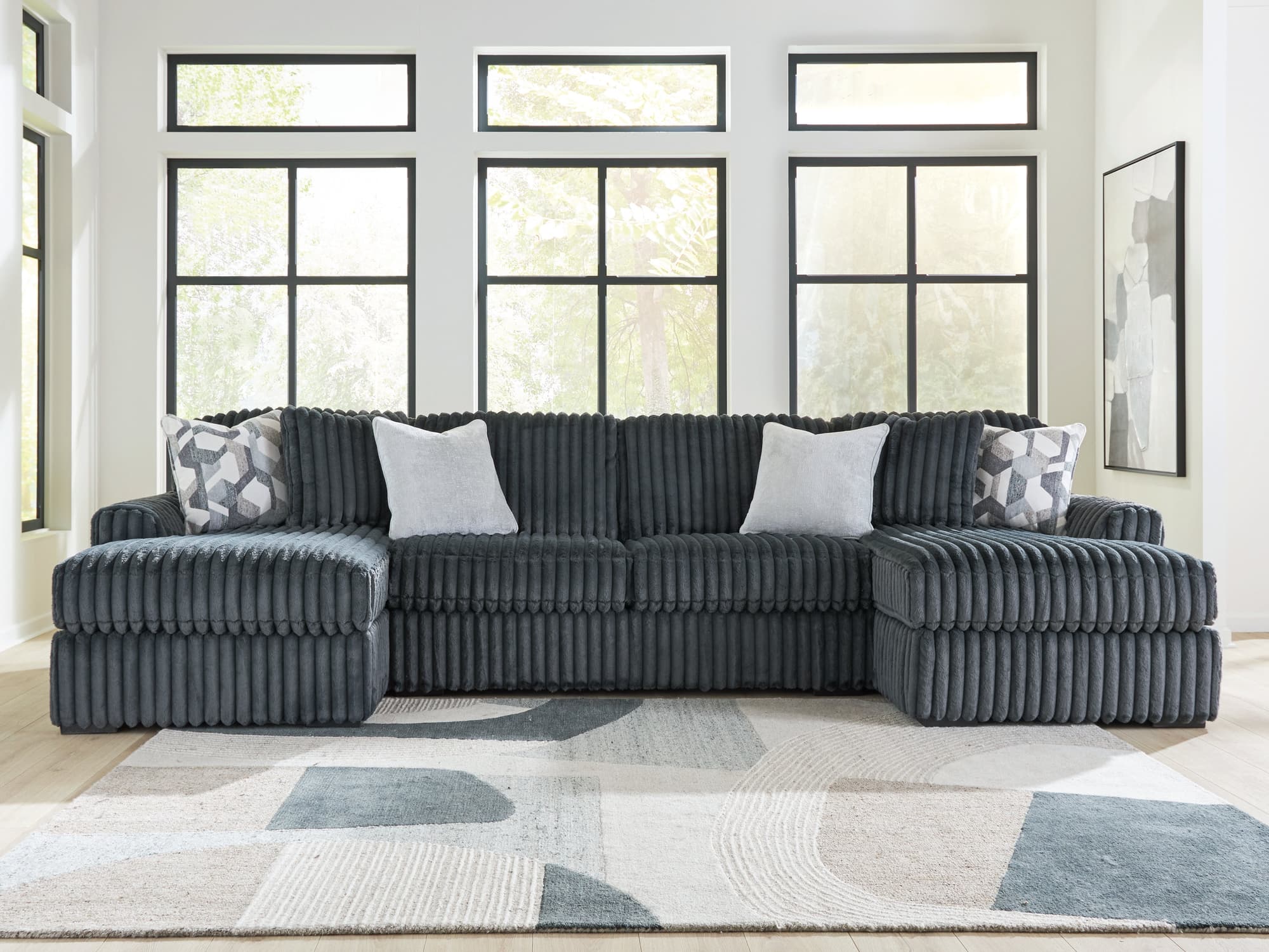 Midnight-Madness Gunmetal 3-Piece Double Chaise Sectional - Image 1