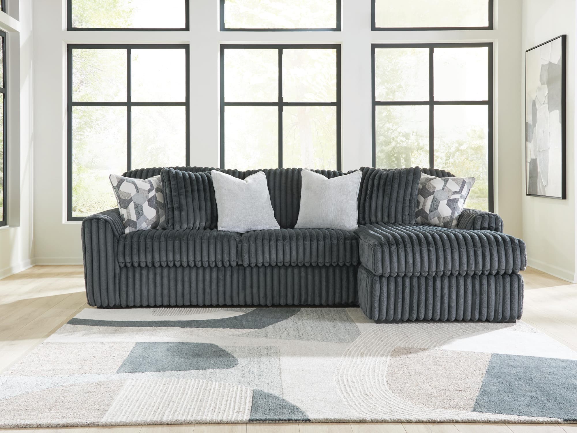Midnight-Madness Gunmetal 2-Piece Sectional Sofa Chaise - Image 1