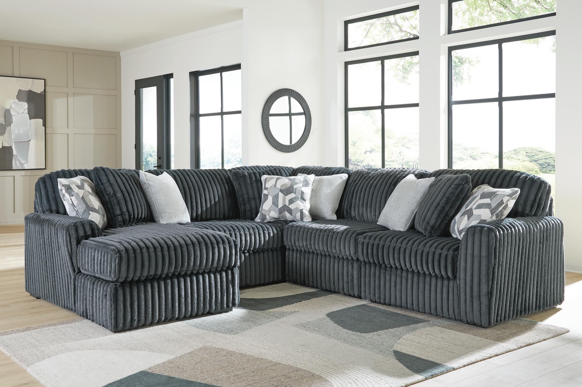 Midnight-Madness Gunmetal 5-Piece Sectional with Chaise - Image 1
