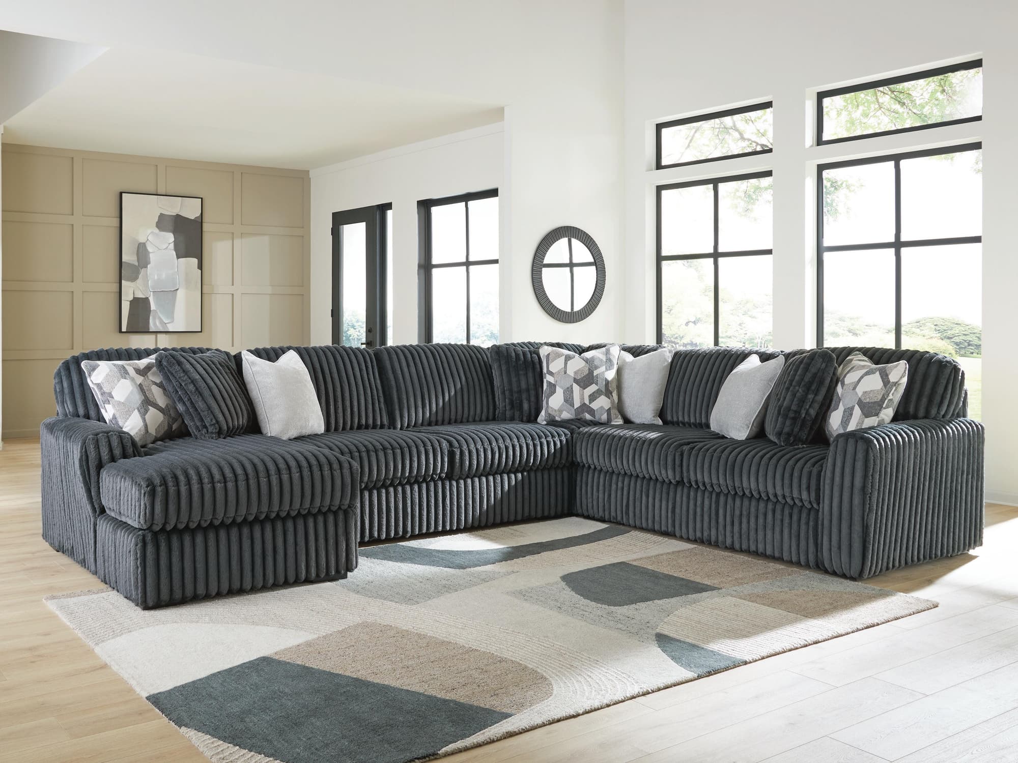 Midnight-Madness Gunmetal 4-Piece Sectional with Chaise - Image 1