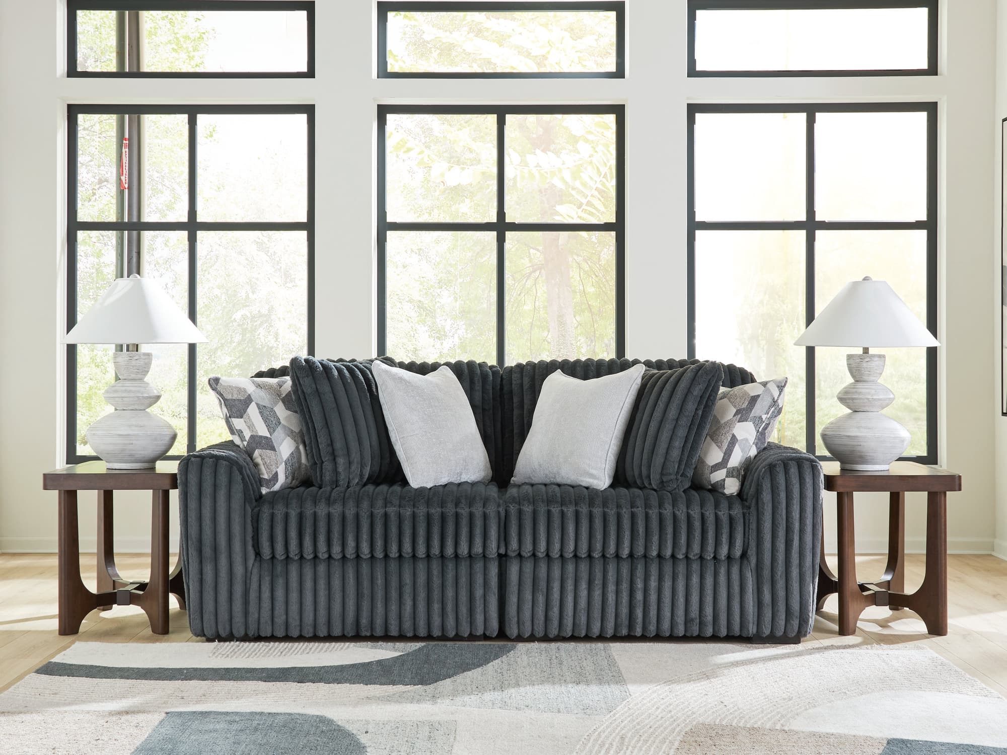 Midnight-Madness Gunmetal 2-Piece Sectional Sofa - Image 1