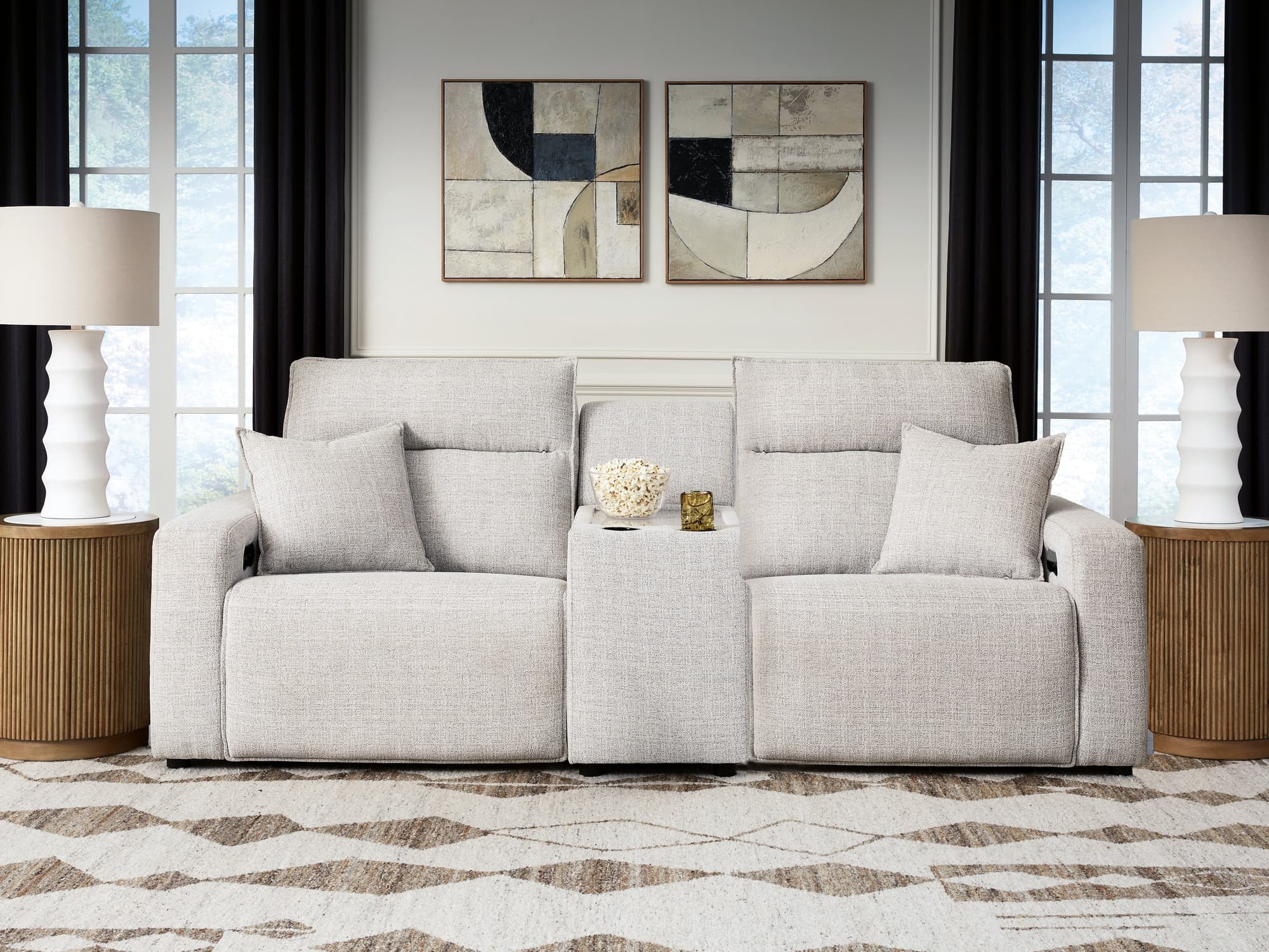 Modmax II Stone 3-Piece Power Reclining Sectional with Console