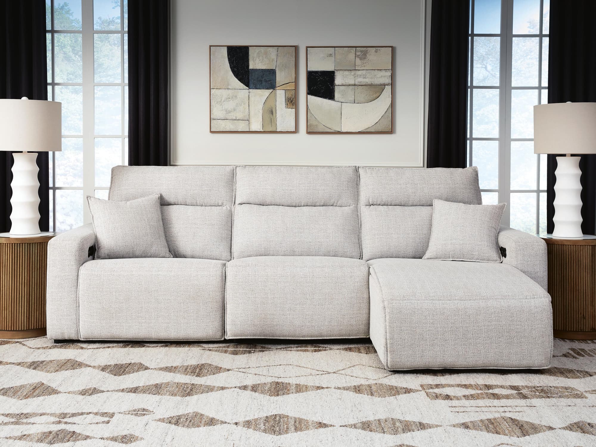 Modmax II Stone 3-Piece Reclining Sofa Chaise