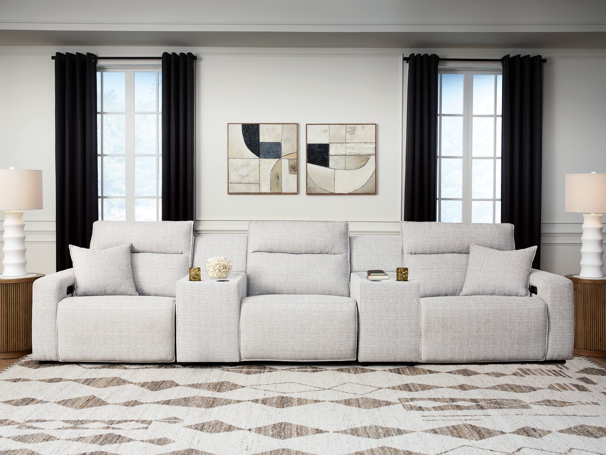 Modmax II Stone 5-Piece Power Reclining Sectional with Consoles