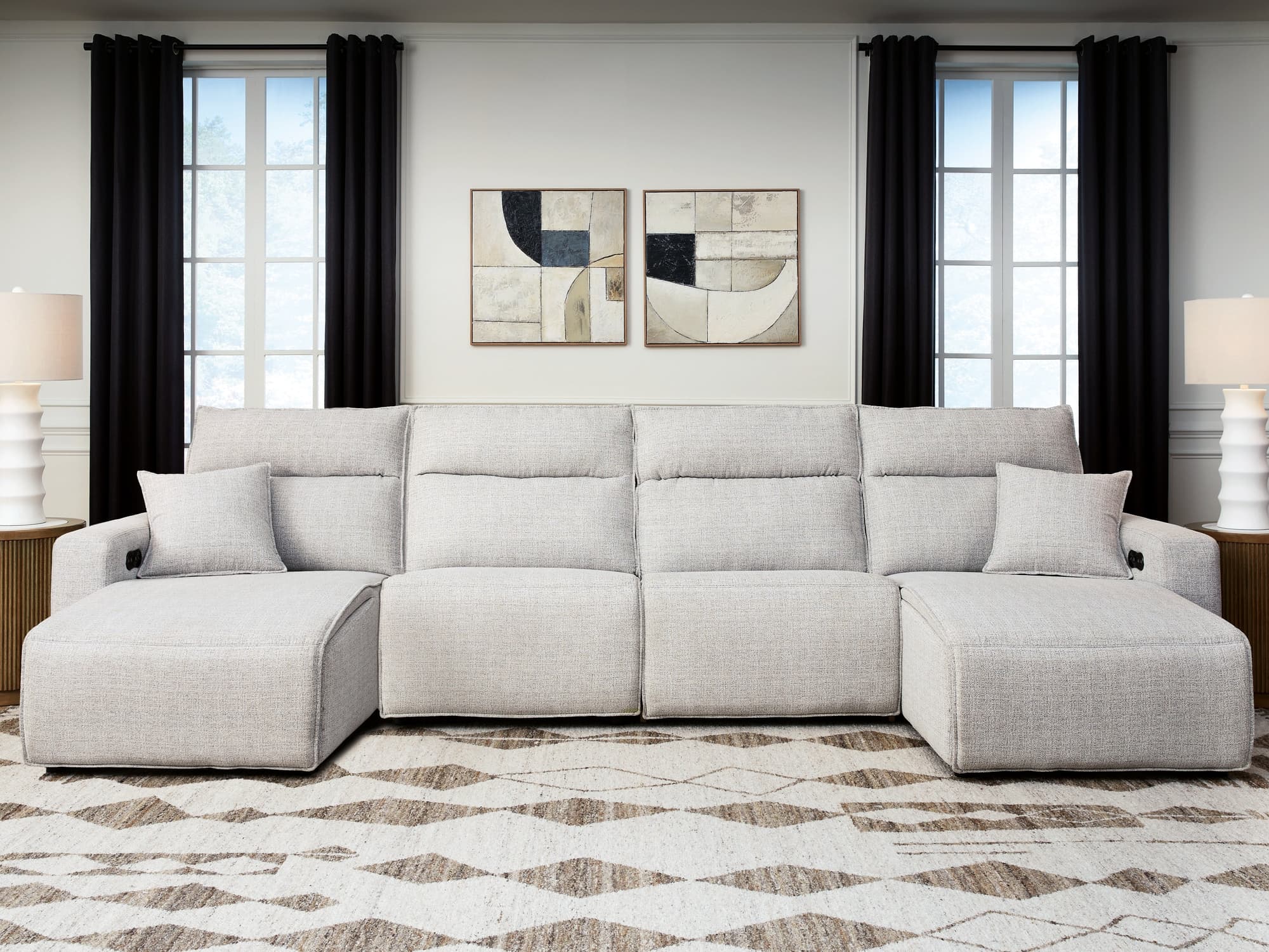 Modmax II Stone 4-Piece Power Reclining Sectional with Chaise