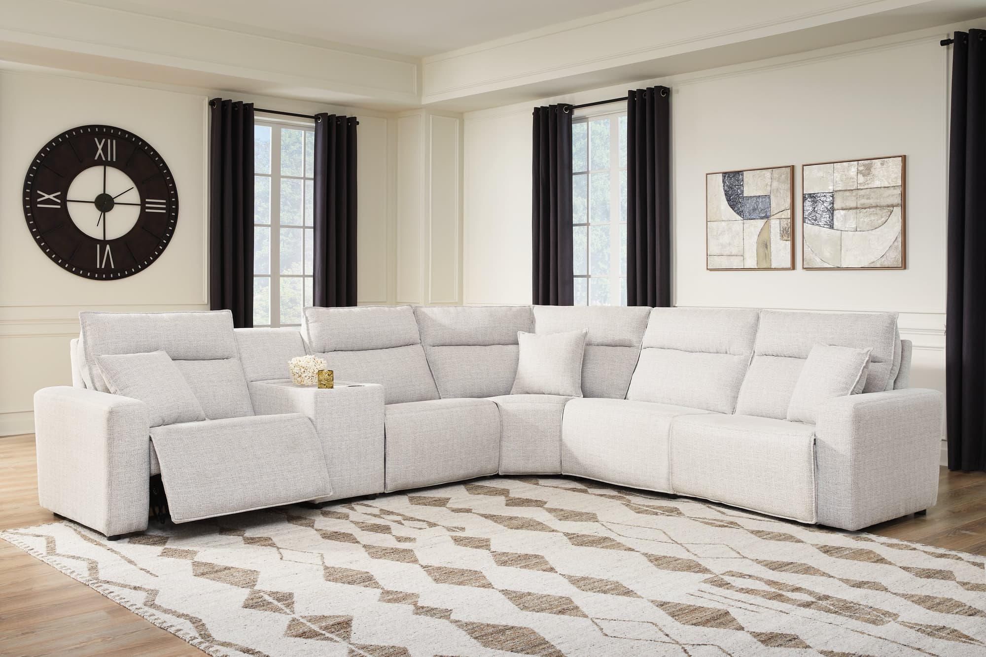 Modmax II Stone 6-Piece Power Reclining Sectional with Console