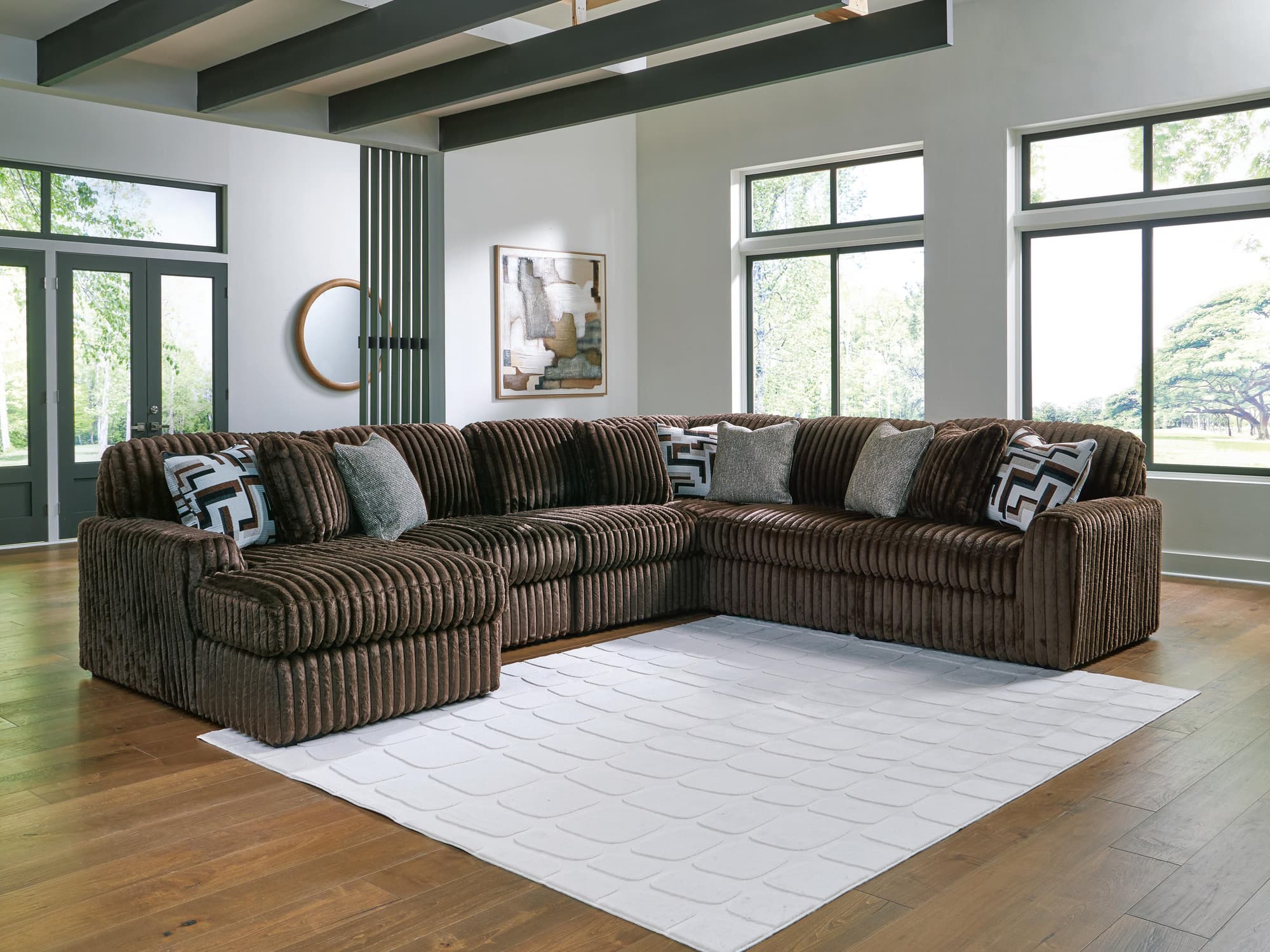 Midnight-Madness Chocolate 6-Piece Sectional with Chaise - Image 1