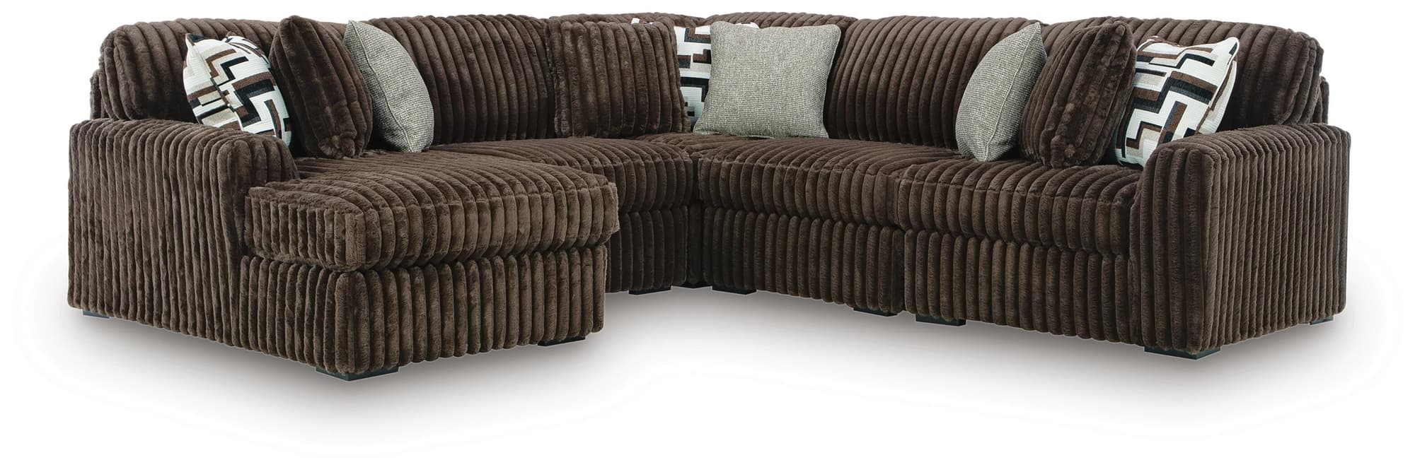 Midnight-Madness Chocolate 5-Piece Sectional with Chaise - Image 1