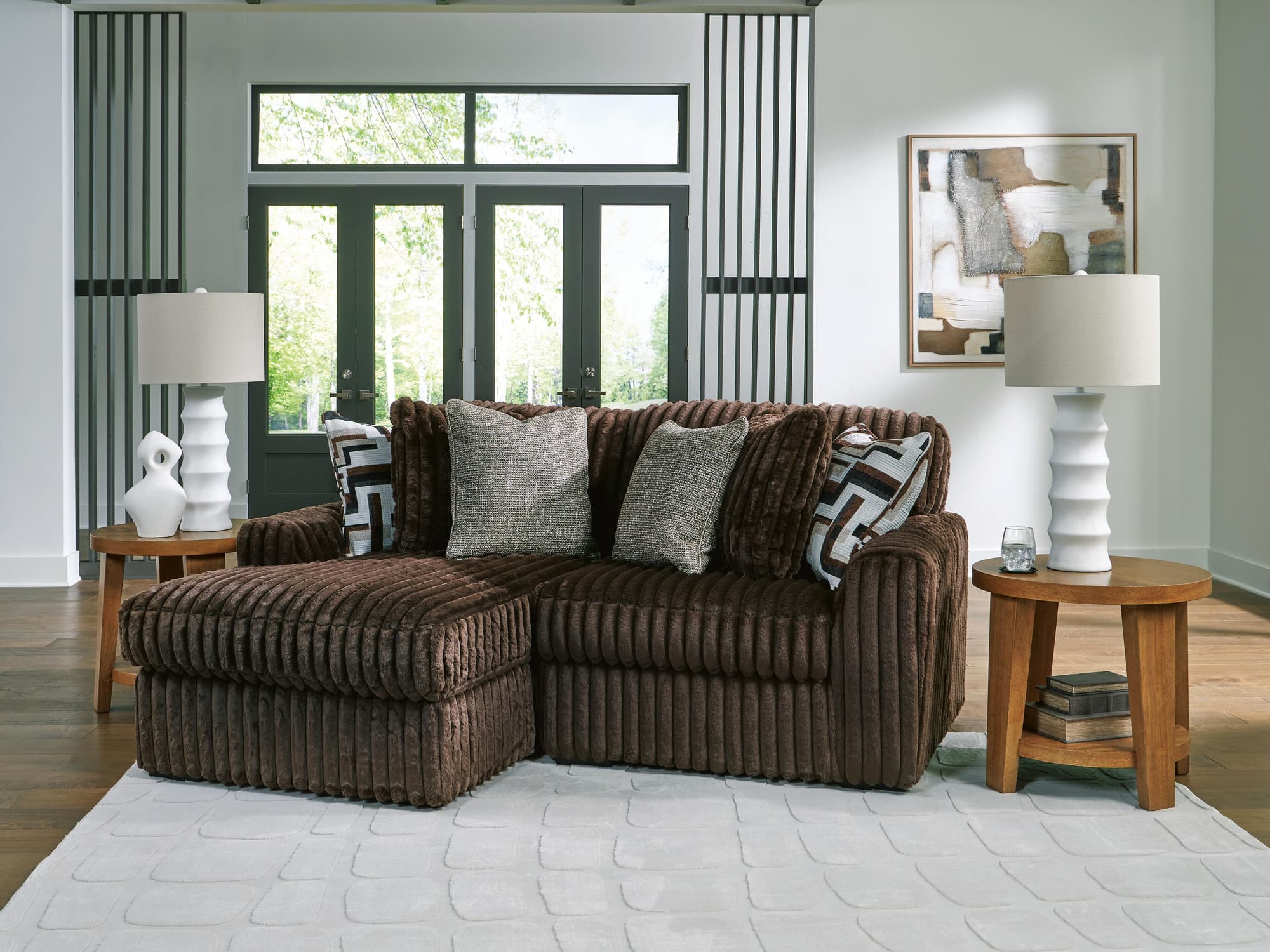 Midnight-Madness Chocolate 2-Piece Sectional with Chaise - Image 1