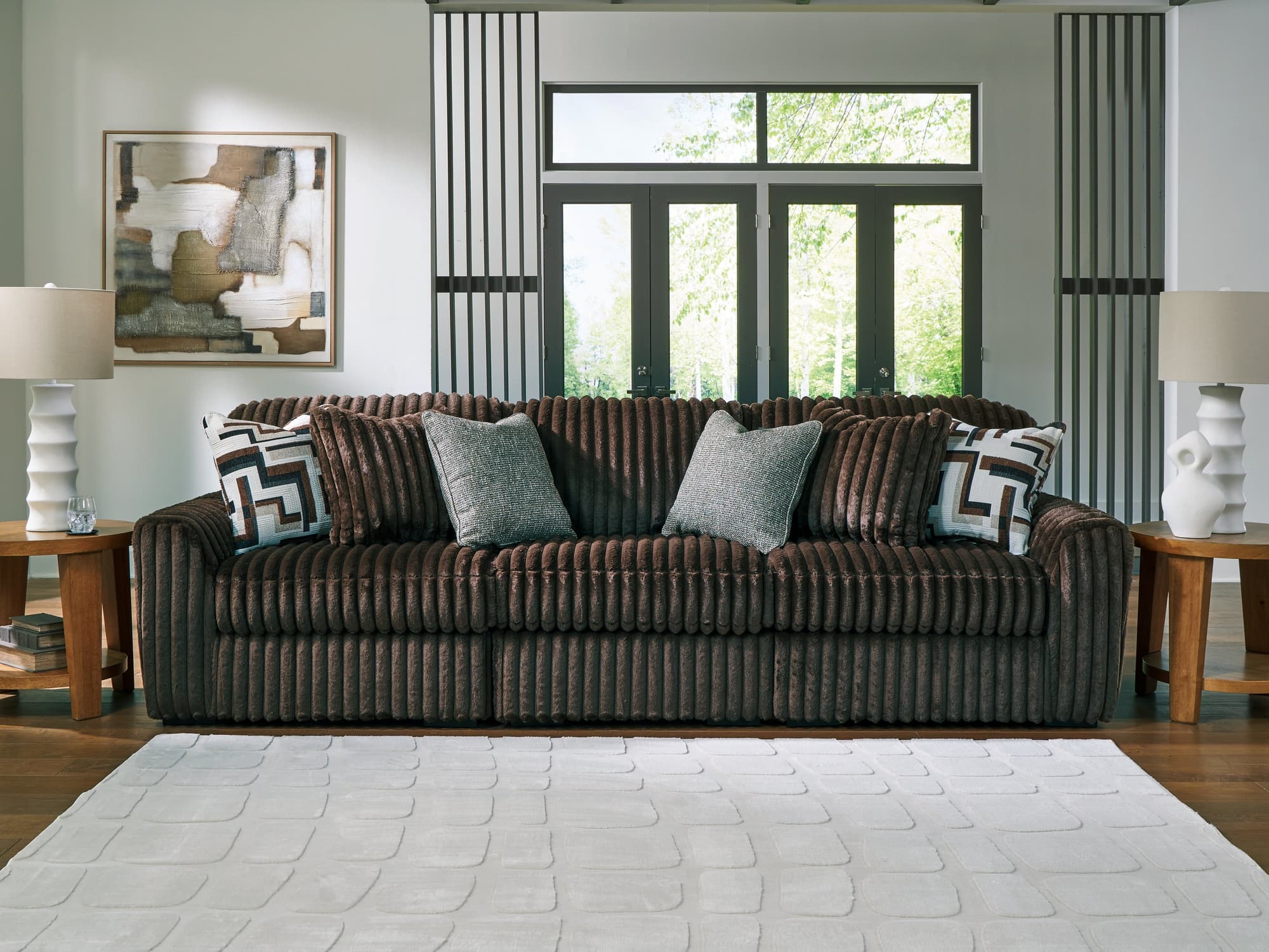 Midnight-Madness Chocolate 3-Piece Sectional Sofa - Image 1