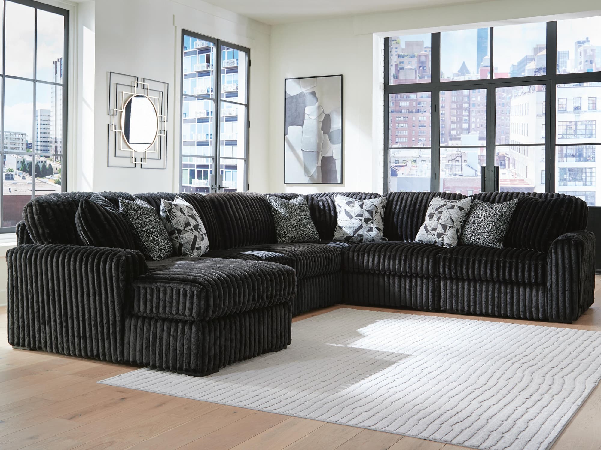Midnight-Madness Onyx 6-Piece Sectional with Chaise - Image 1