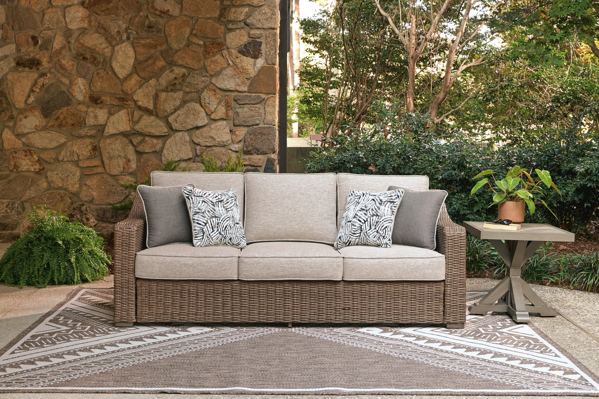 Laguna Beige Heights Outdoor Sofa and 2 Chairs with Coffee Table