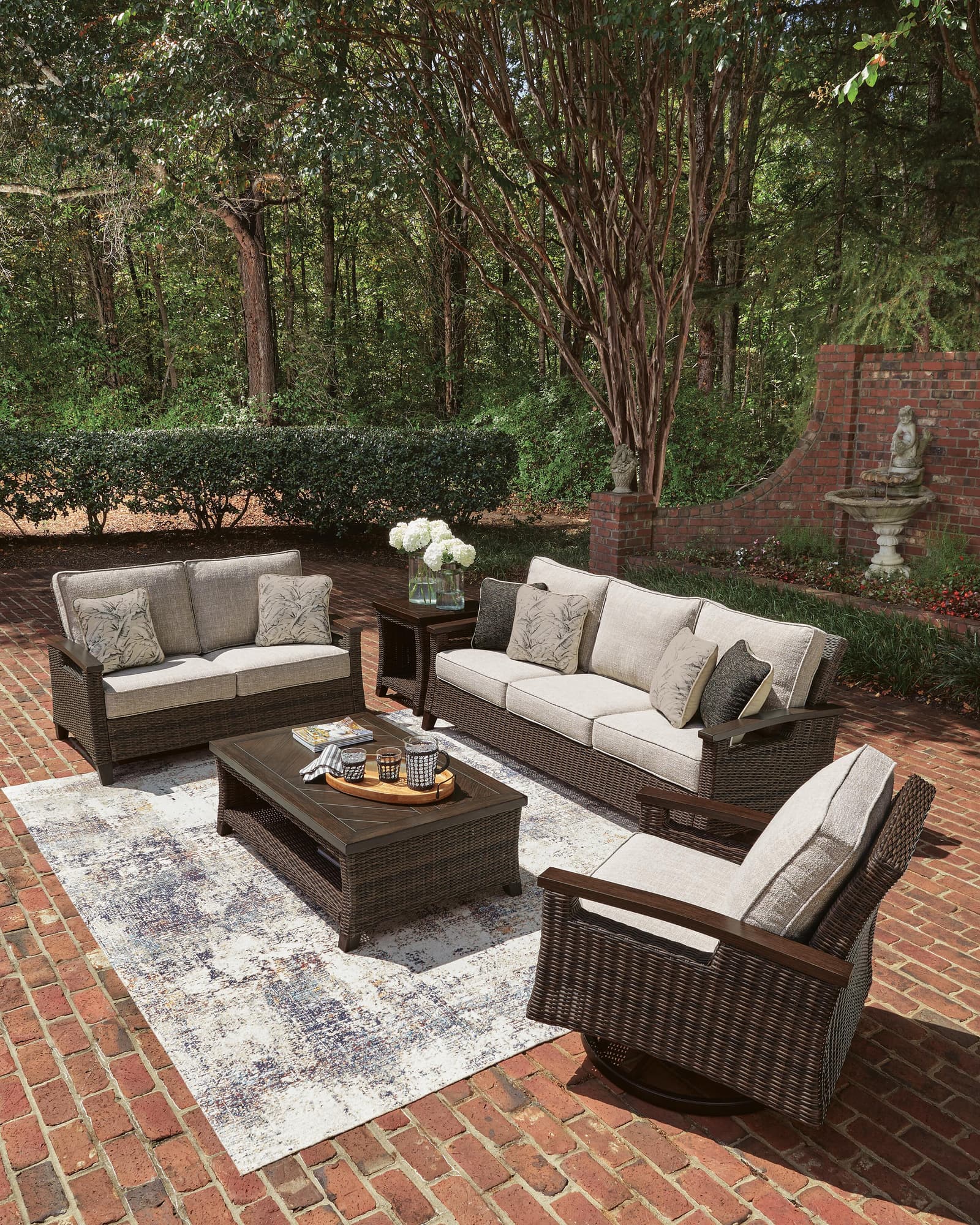 Monterey Dark Brown Point Outdoor Sofa and Loveseat - Image 1