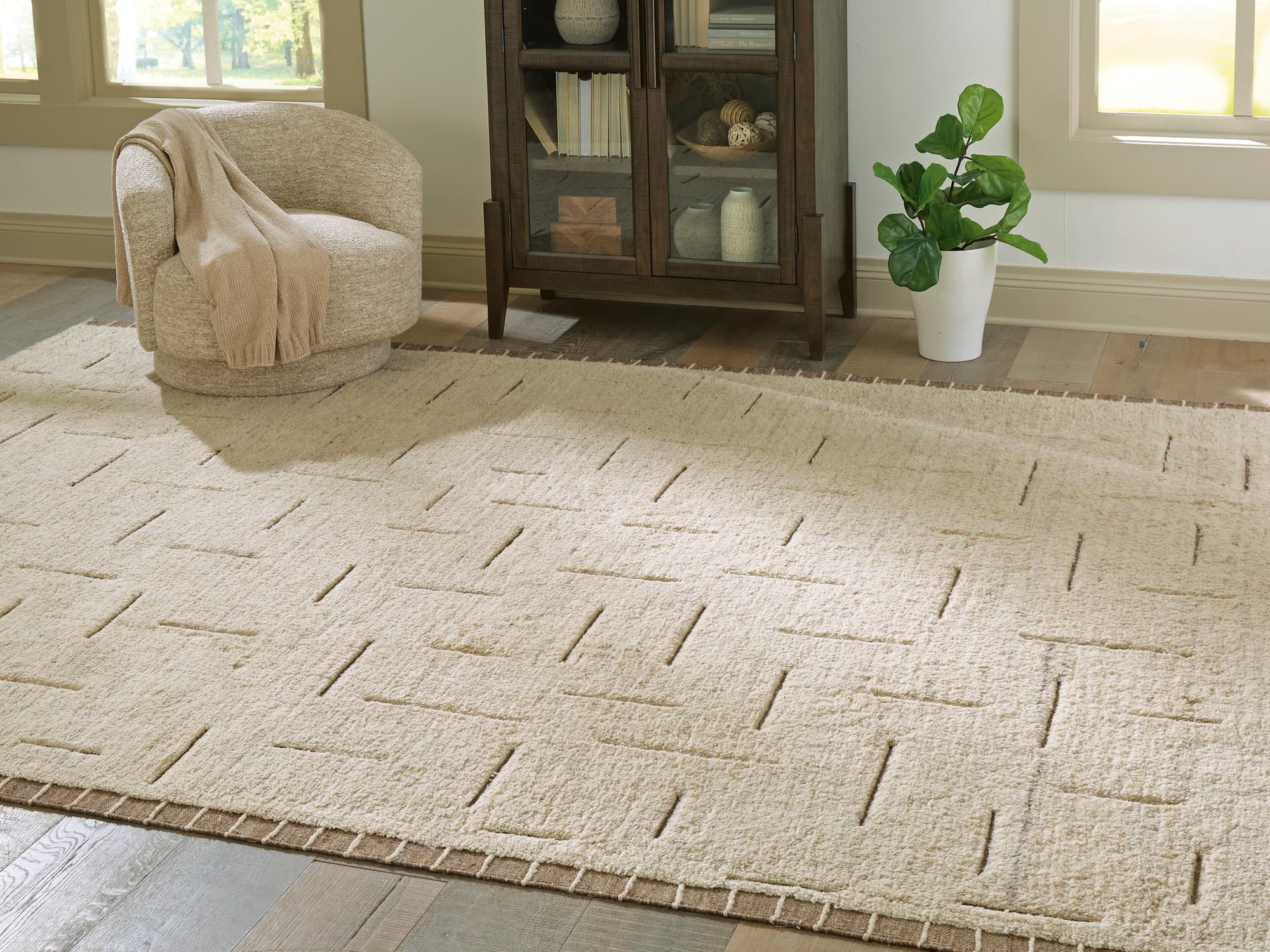 Clayman Beige/Brown Extra Large Rug