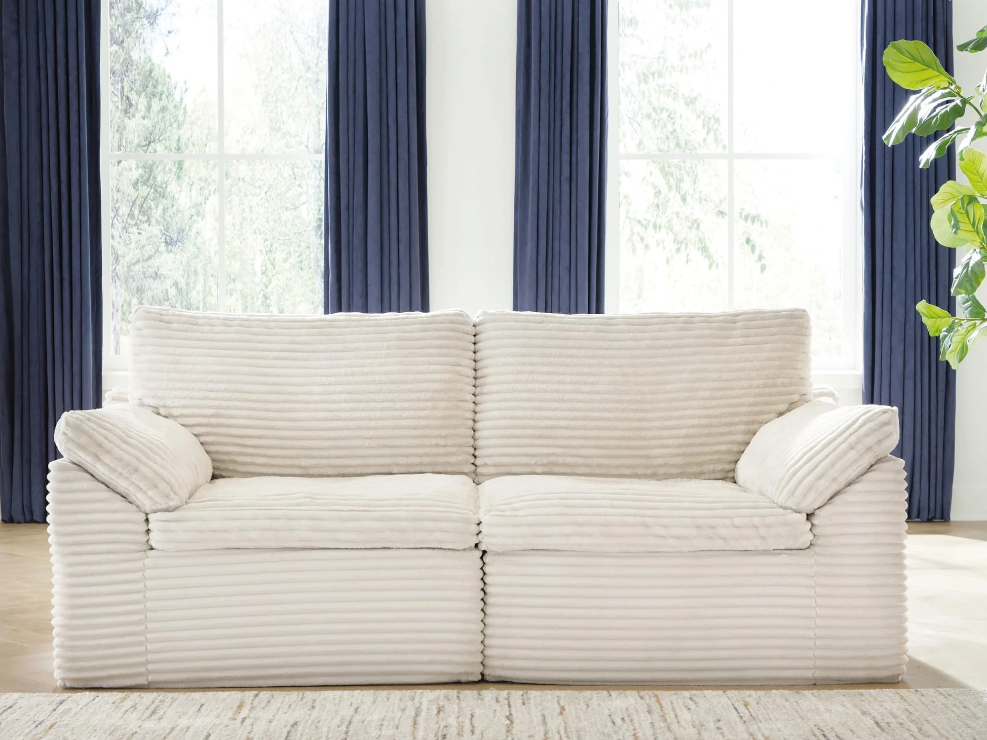 Fannin Ivory Chenille Left-Arm/Right-Arm Facing Corner Chair