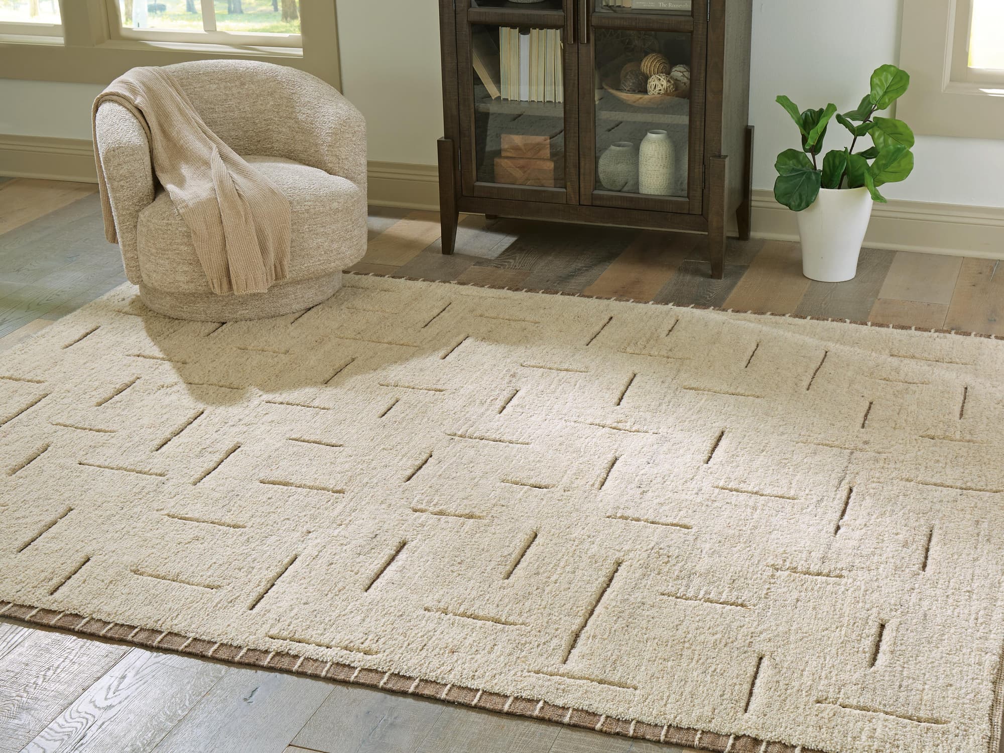 Clayman Beige/Brown Large Rug - Image 1