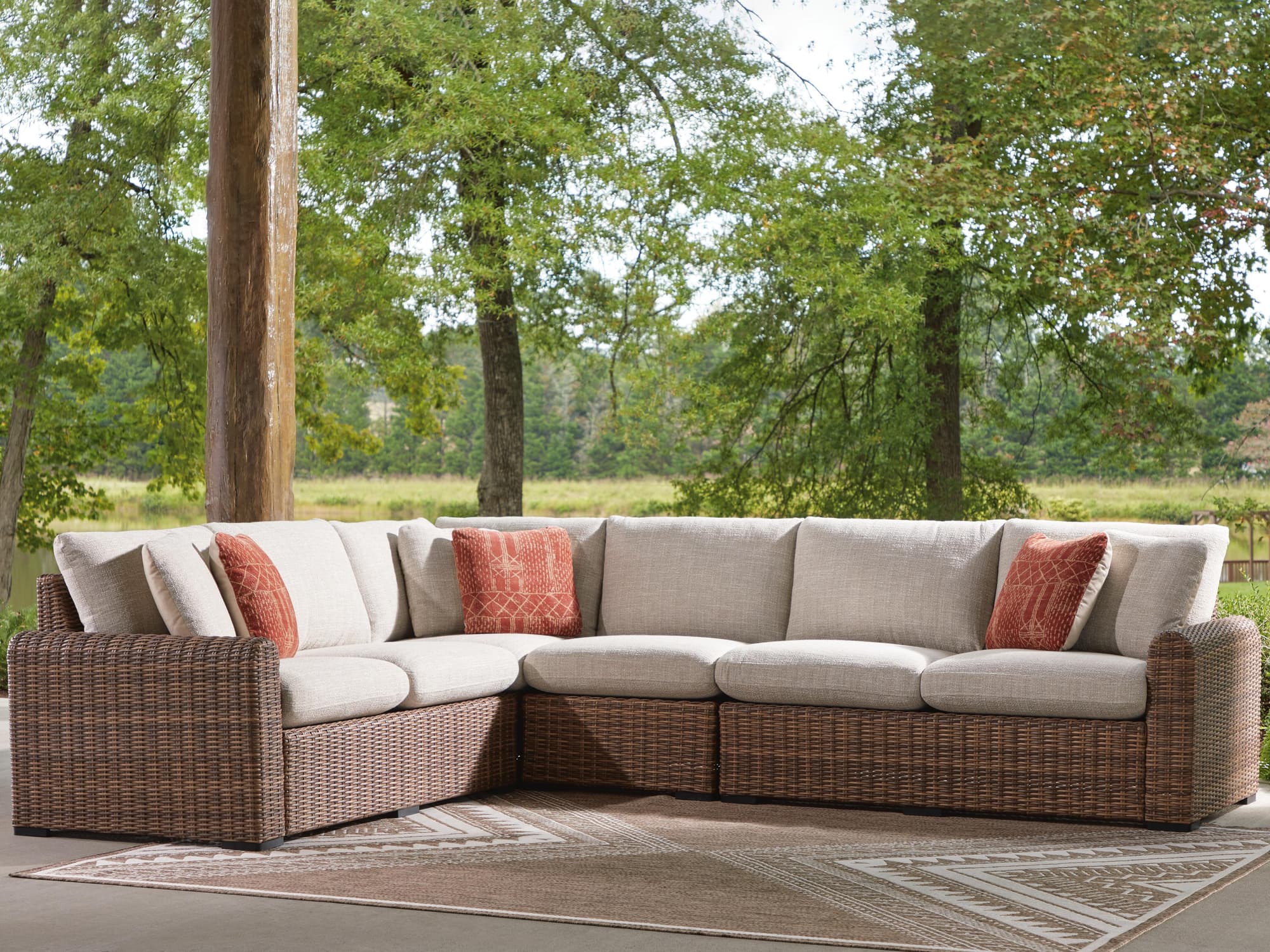 Dolan Creek Beige/Brown 4-Piece Outdoor Sectional