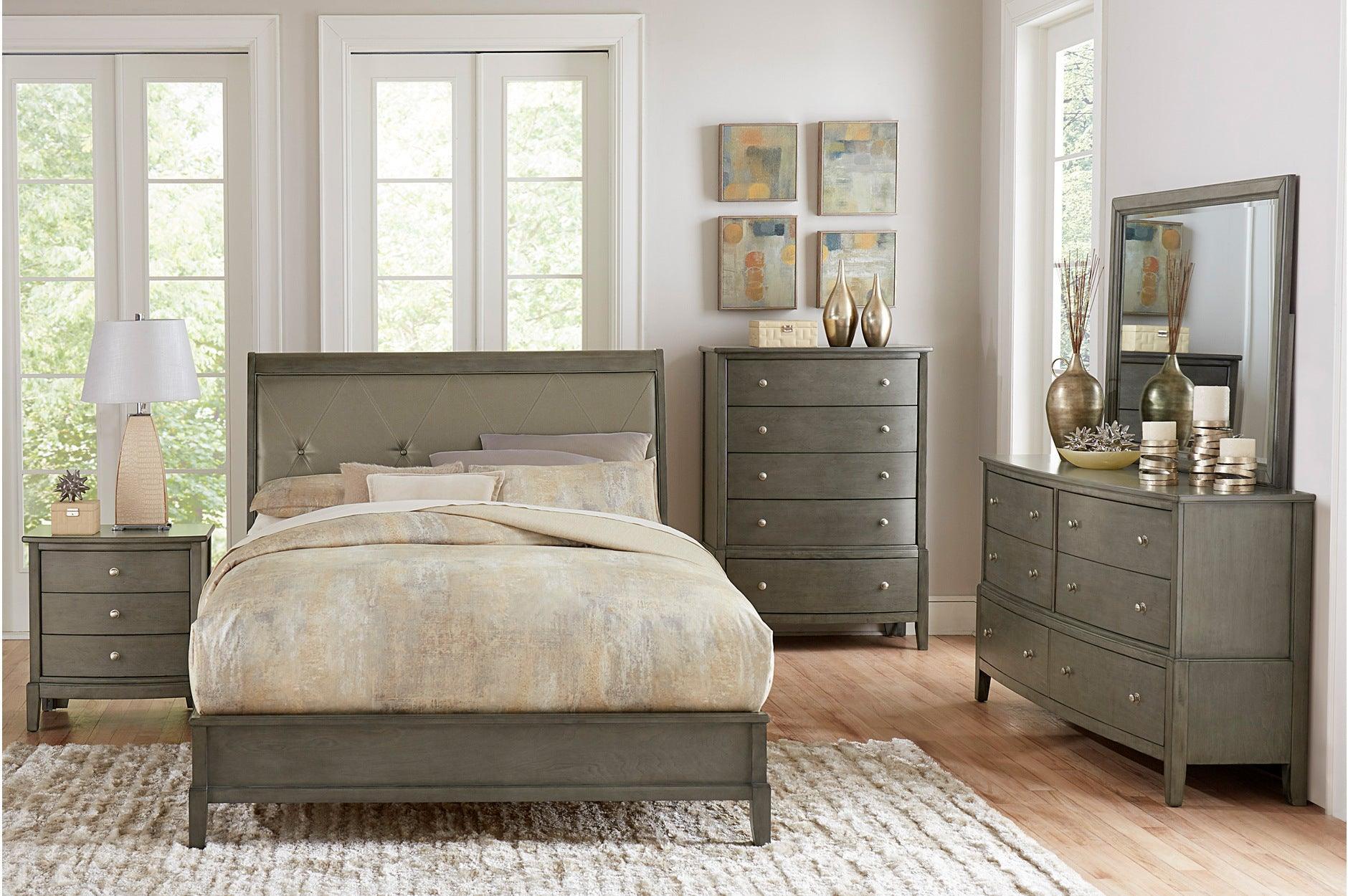 Cotterill Gray Faux Leather Tufted Panel Bedroom Set - Image 1
