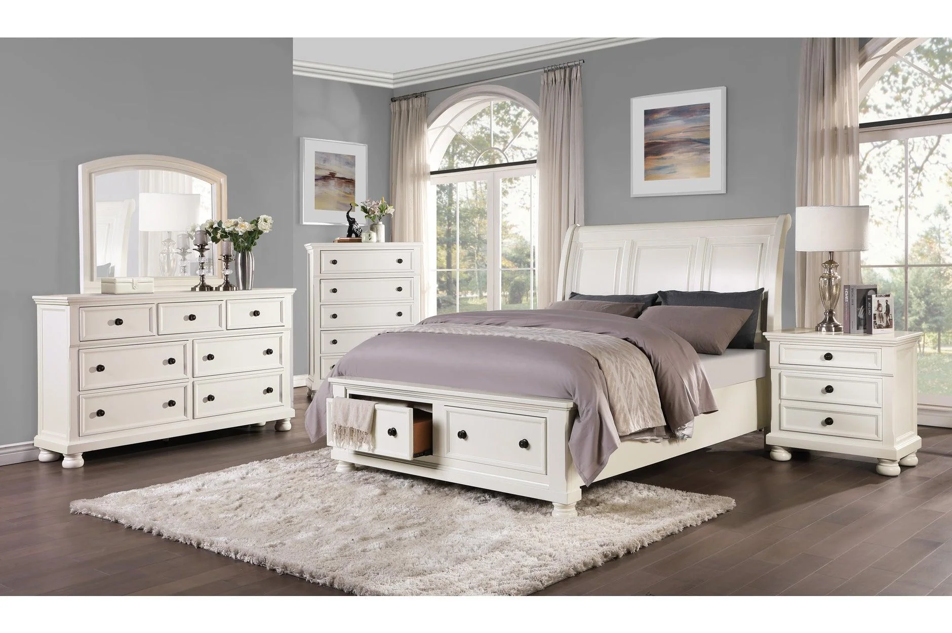 Laurelin White Storage Sleigh Bedroom Set - Image 1