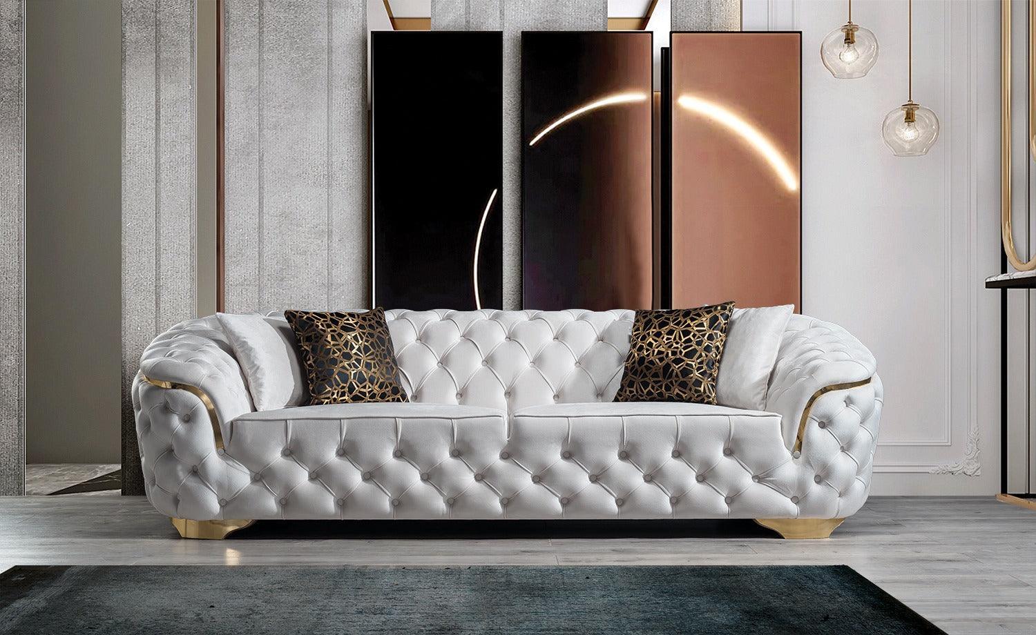 Scarlett Ivory Velvet Sofa & Loveseat - Image 2