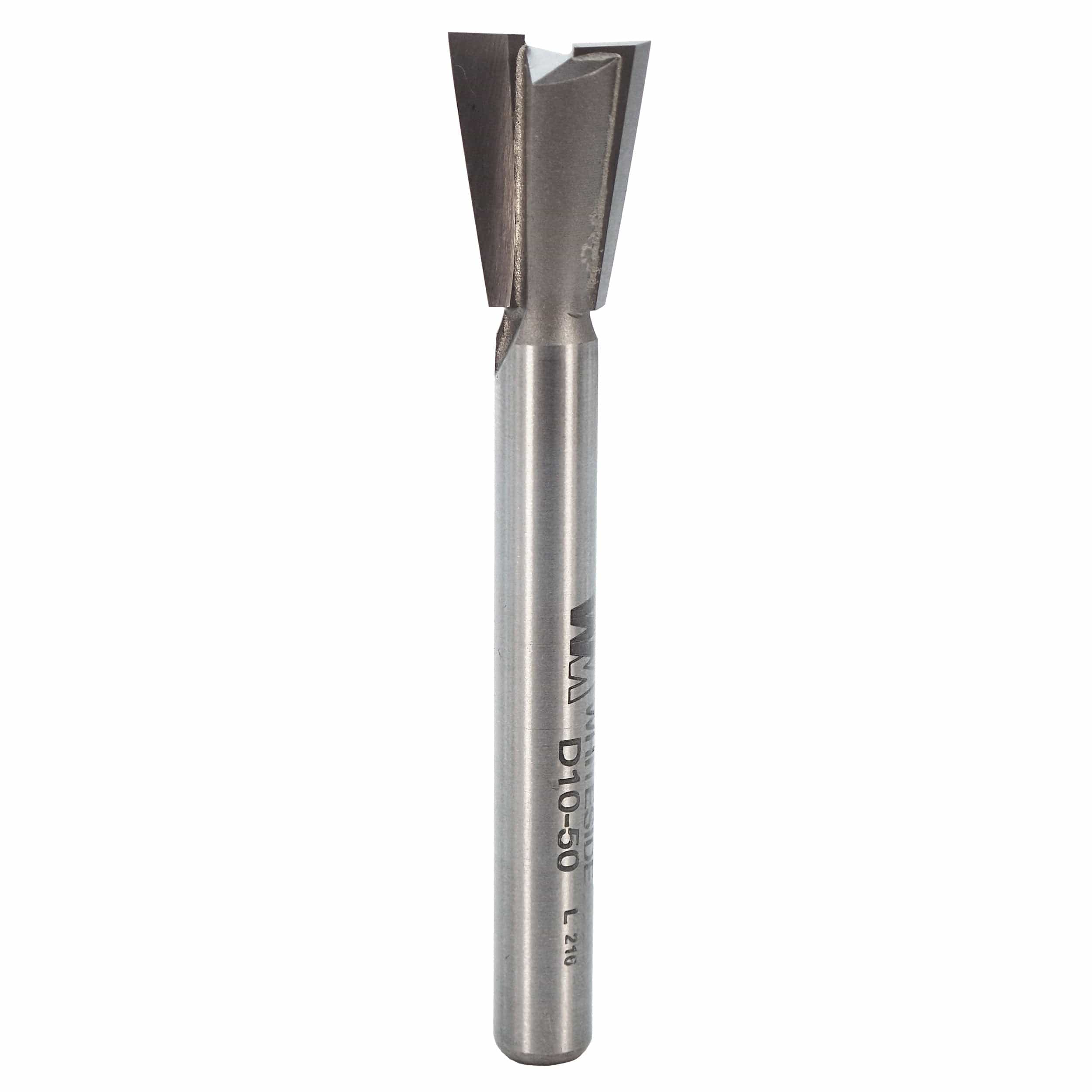 D10-50 Dovetail Router Bit 10 Degree 1/4" SH 1/2" D x 5/8" C x 2-1/2" OL - Image 1