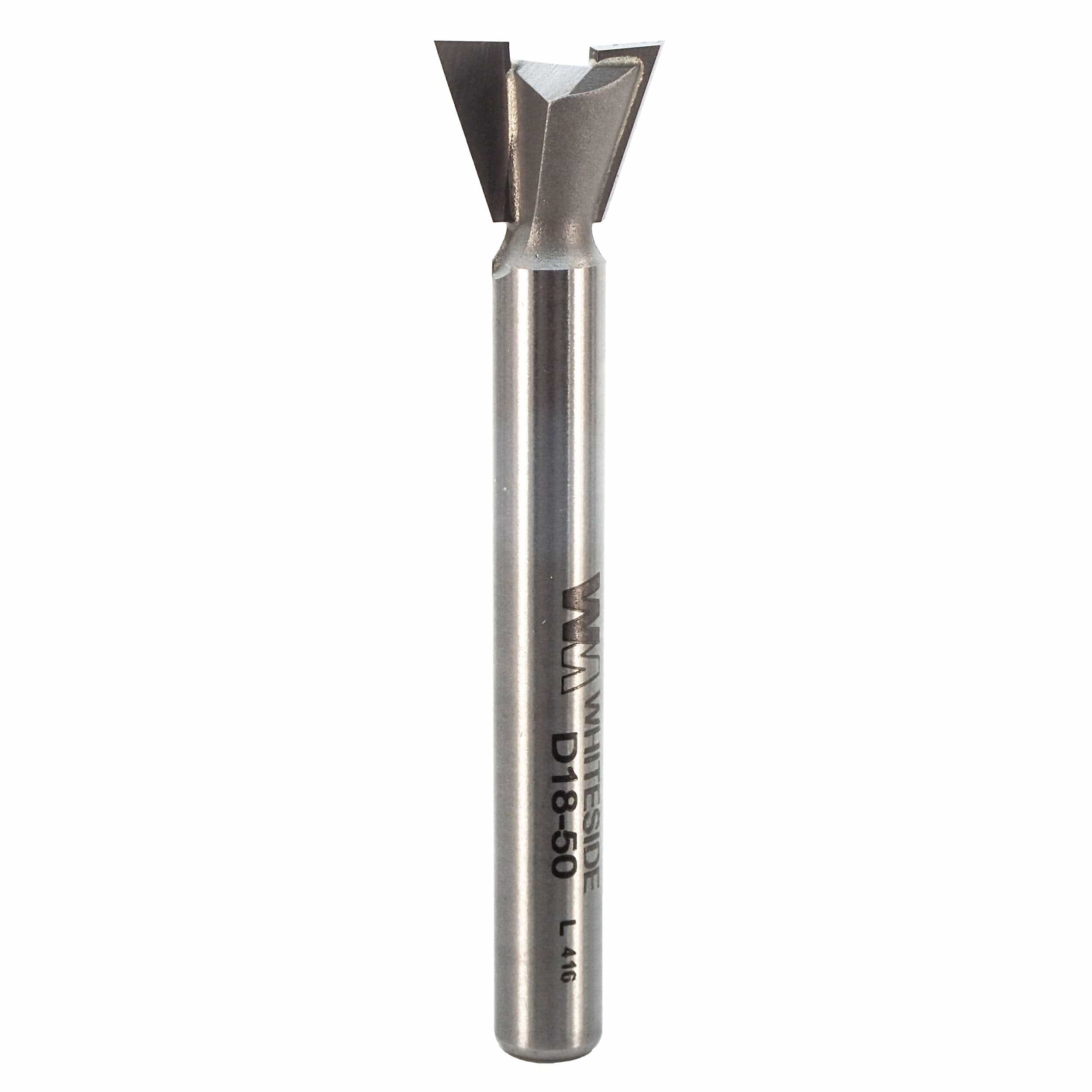 D18-50 Dovetail Router Bit 18 Degree 1/4" SH 1/2" D x 3/8" C x 2-1/4" OL - Image 1