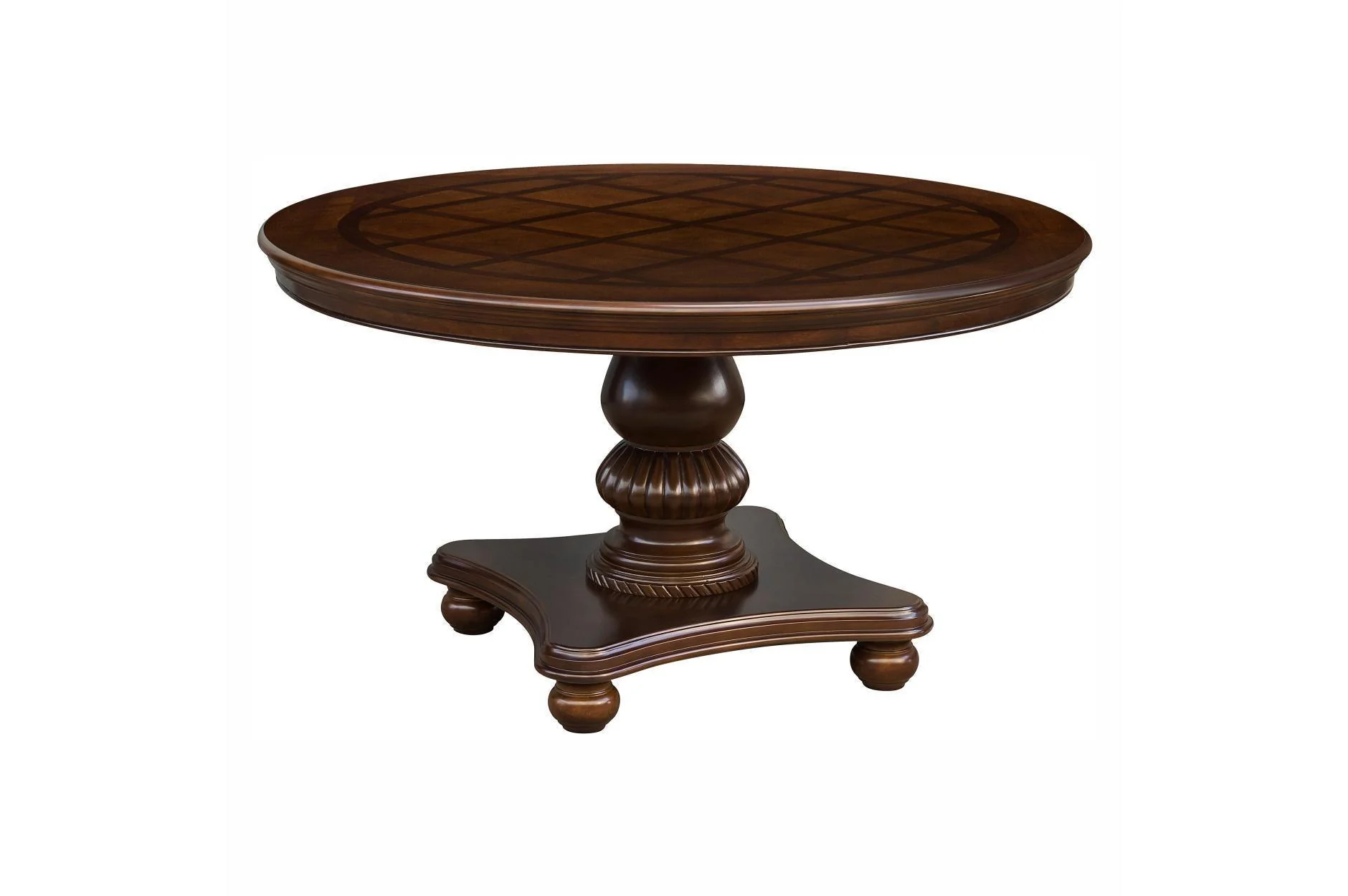 Lordsburg Brown Cherry Faux Leather Round Dining Room Set - Image 3