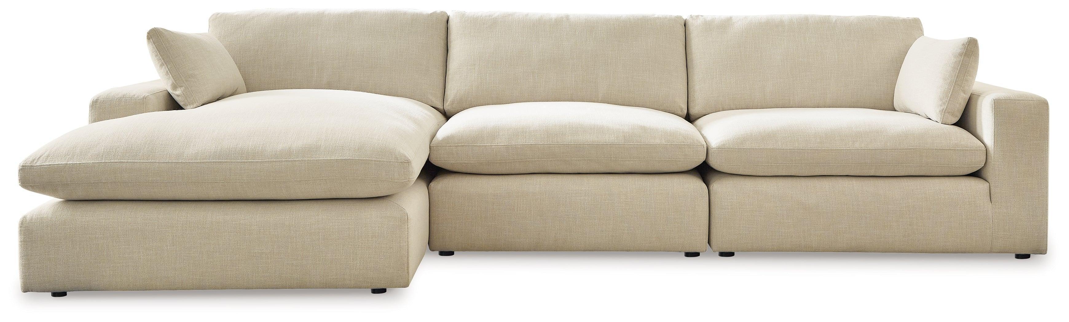 Elyza Linen Chenille 3-Piece Sectional With Chaise - Image 2