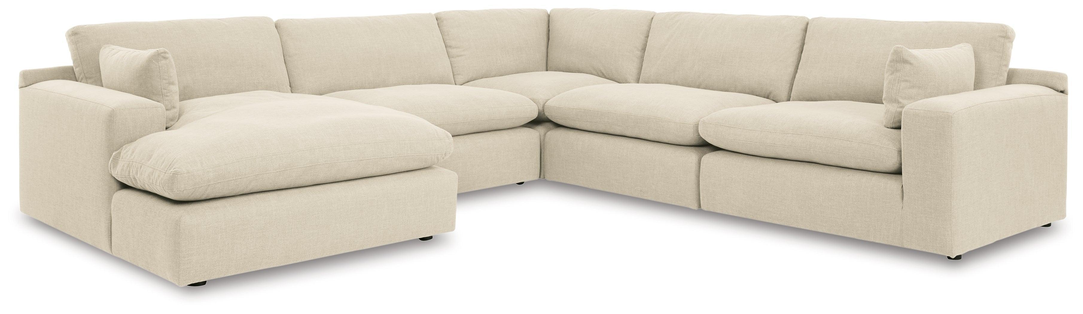 Elyza Linen Chenille 5-Piece Sectional With Chaise - Image 2
