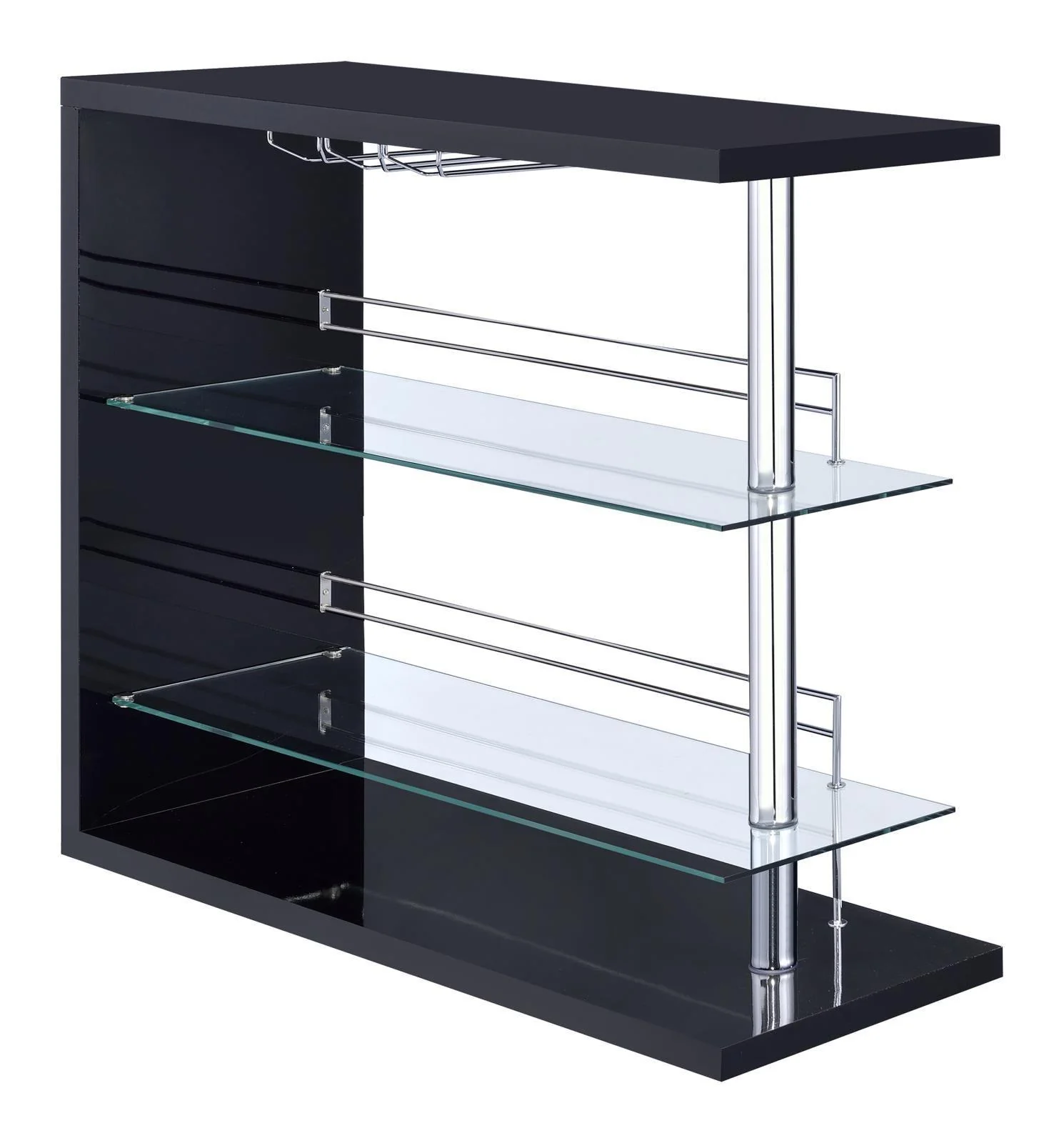 Prescott Rectangular 2 Shelf Bar Unit Glossy Black - Image 2