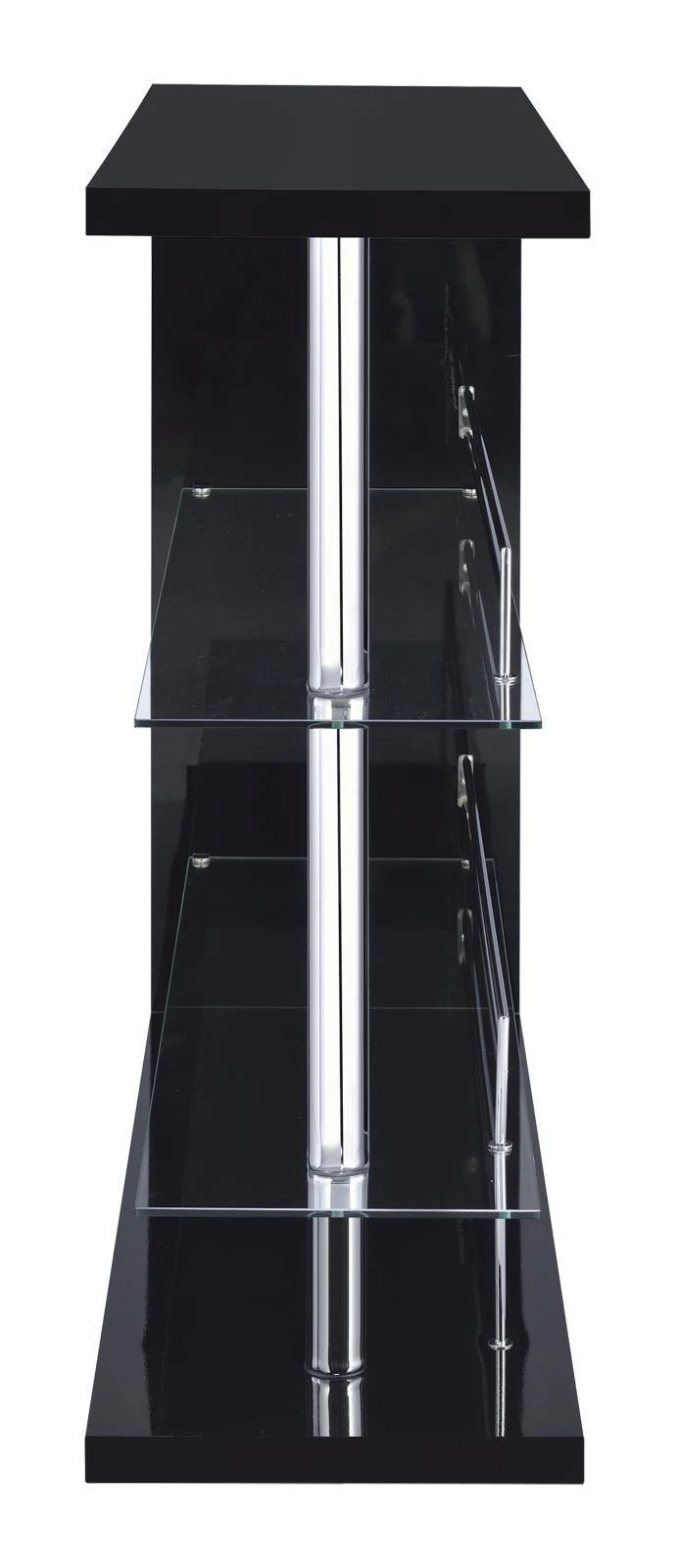 Prescott Rectangular 2 Shelf Bar Unit Glossy Black - Image 3