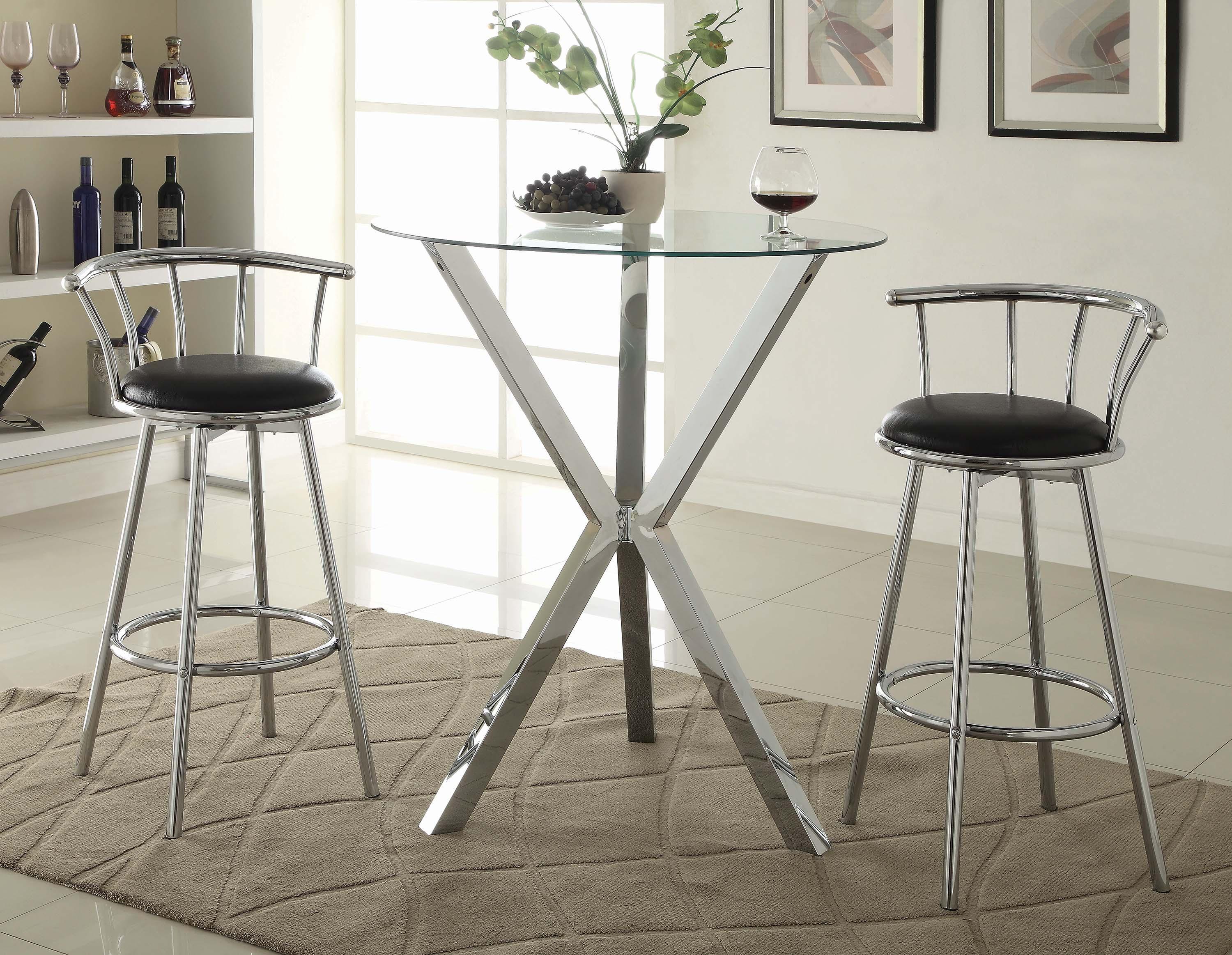 Denali Round Glass Top Bar Table Chrome - Image 2
