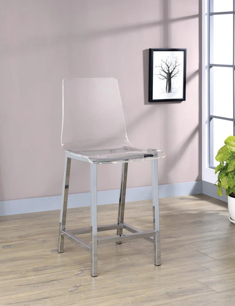 Juelia Counter Height Stools Chrome Clear Acrylic (Set of 2) - Image 1