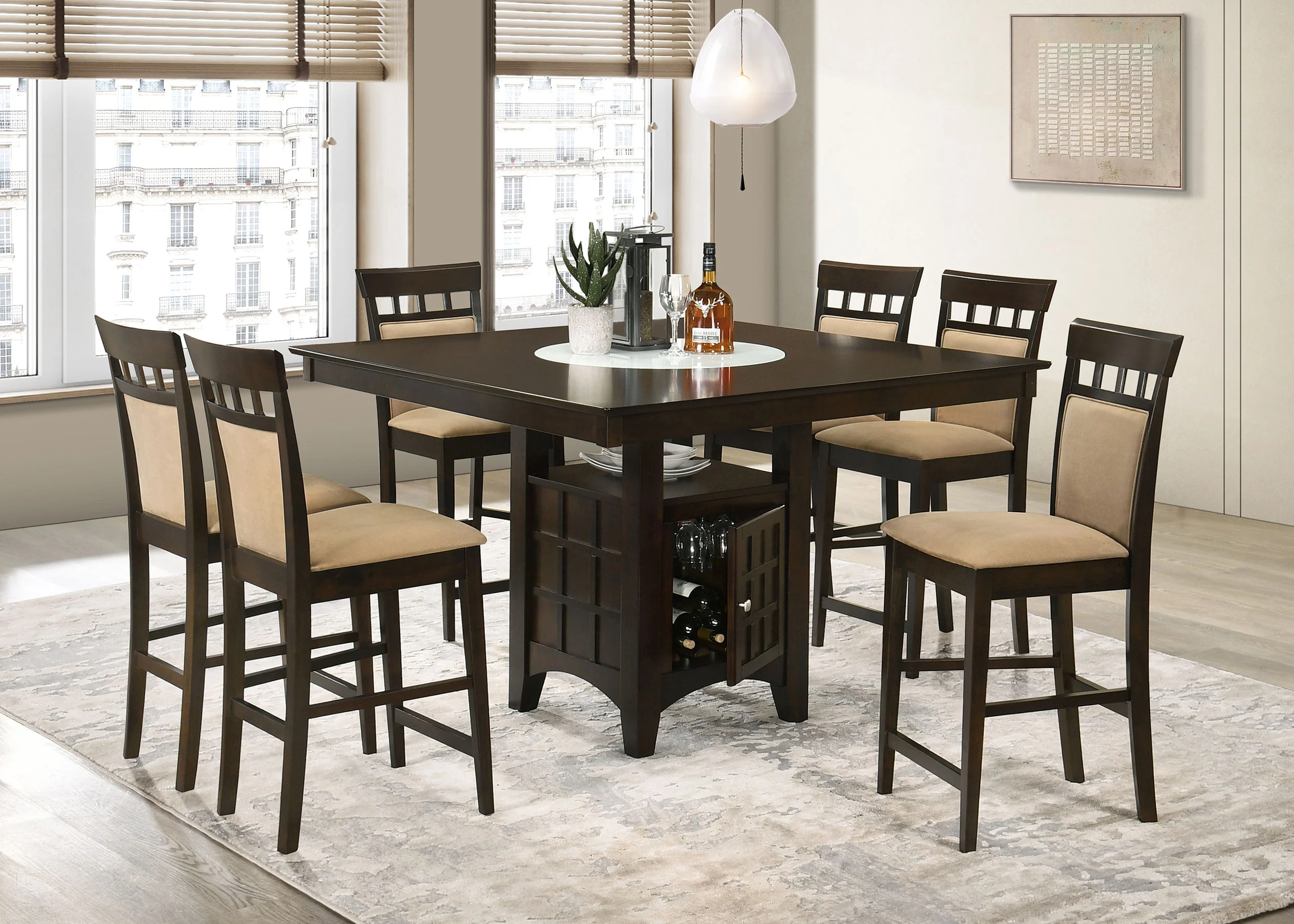 Gabriel Cappuccino Square Upholstered Back Counter Height Set - Image 2