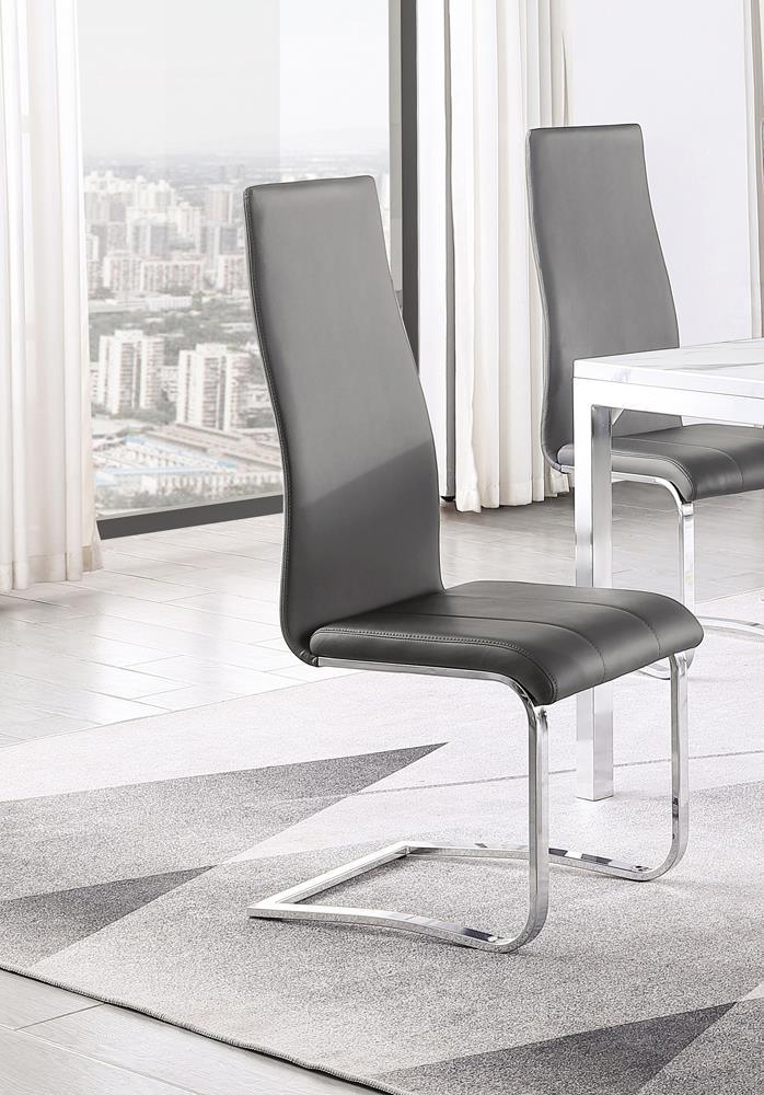 Montclair Upholstered High Back Side Chairs Gray Chrome (Set of 4) - Image 1