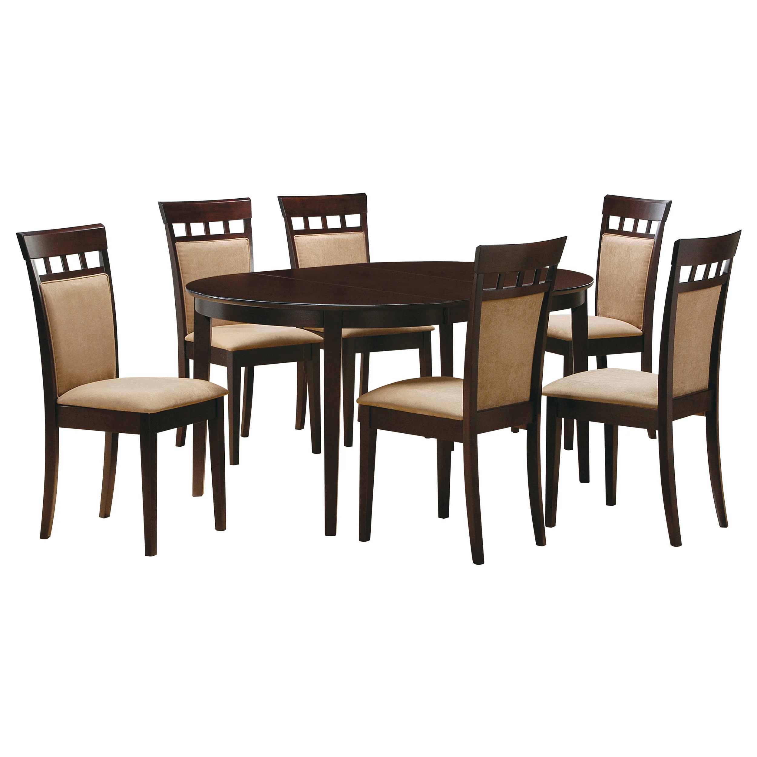 Gabriel Cappuccino Upholstered Back Extension Leaf Dining Room Set - Image 3