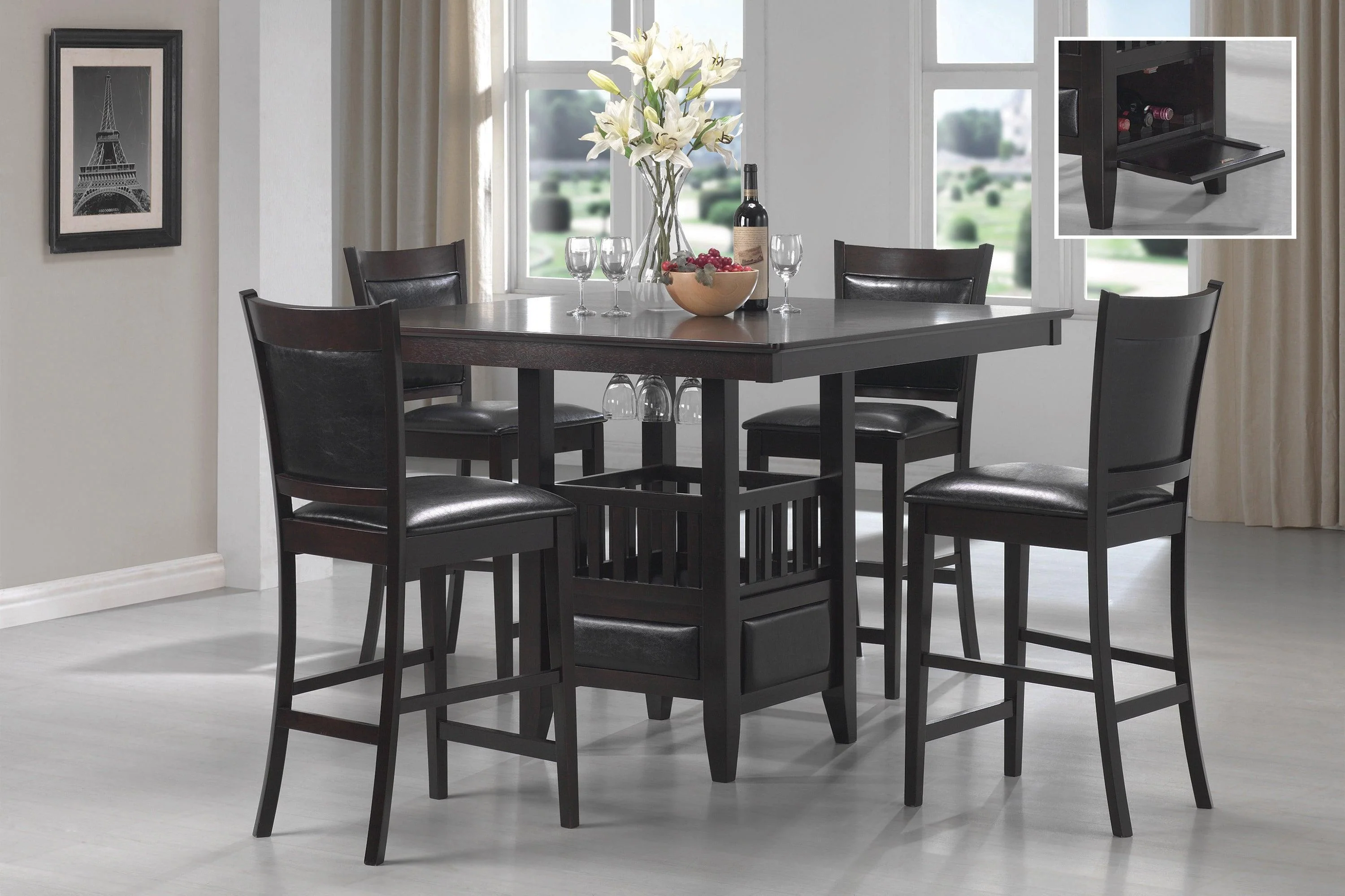 Jaden Square Counter Height Table With Storage Espresso - Image 2