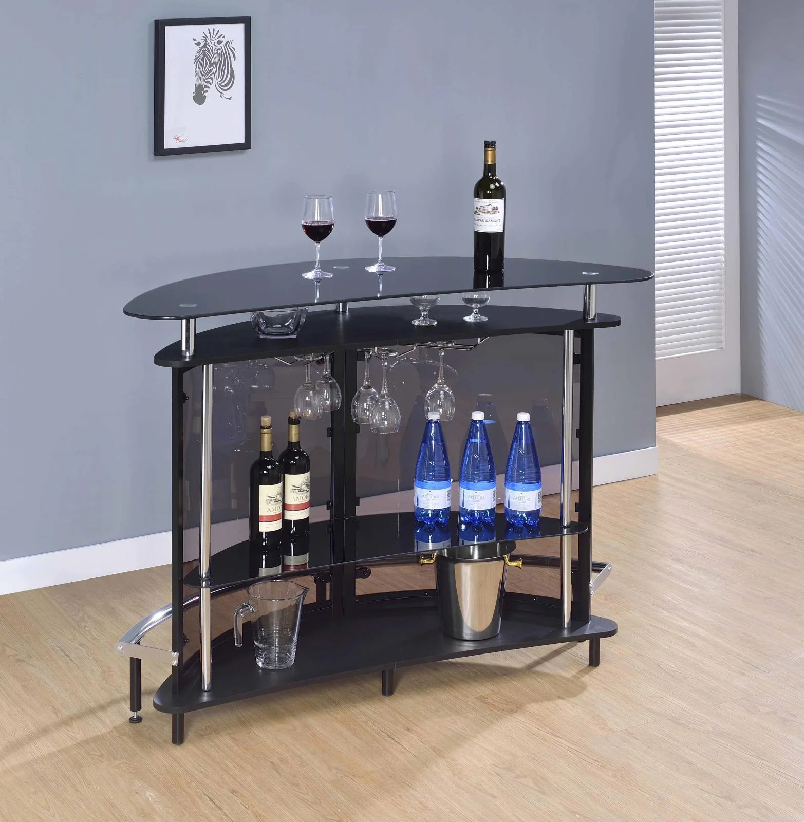 Amarillo 2 tier Bar Unit Black Chrome - Image 2
