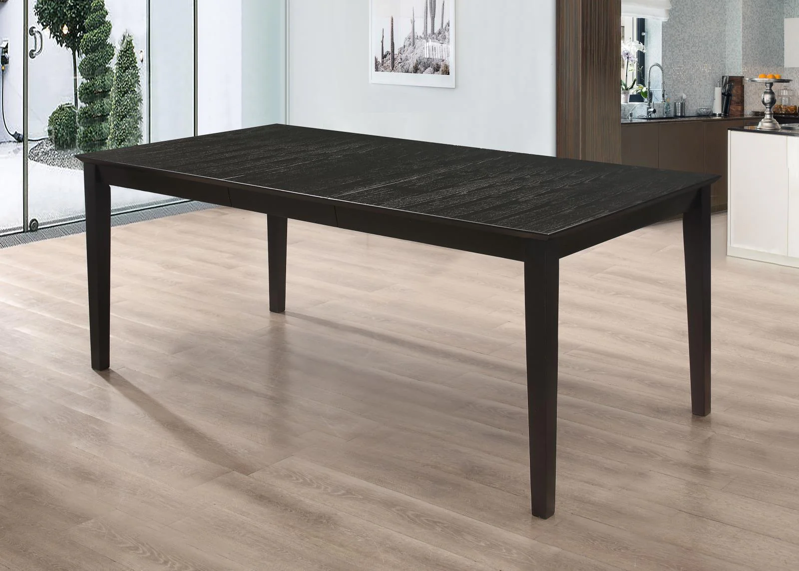 Louise Rectangular Dining Table With Extension Leaf Black - Image 1