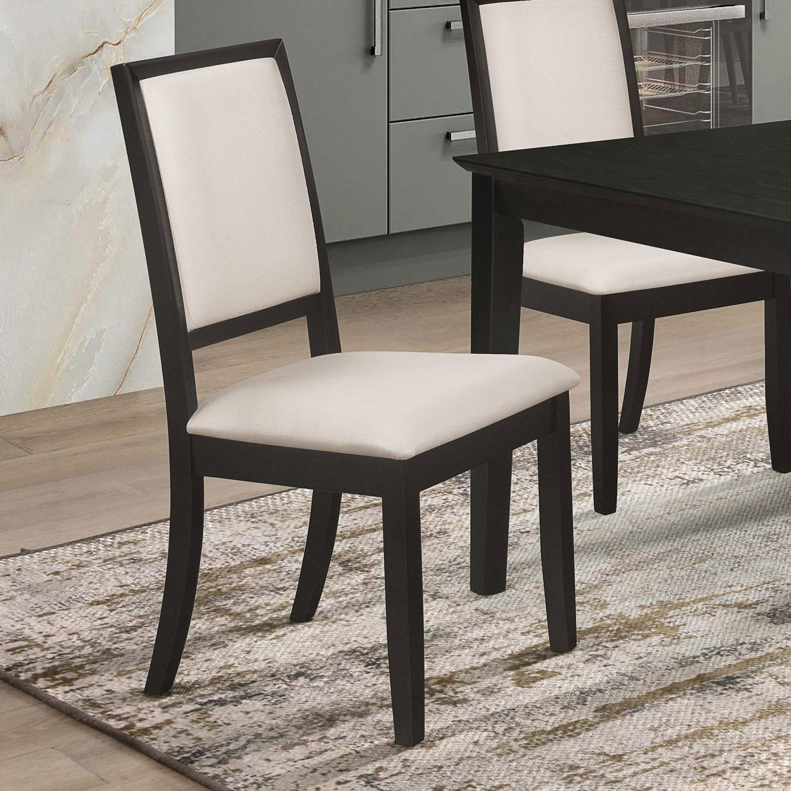 Louise Upholstered Dining Side Chairs Black Cream (Set of 2) - Image 1