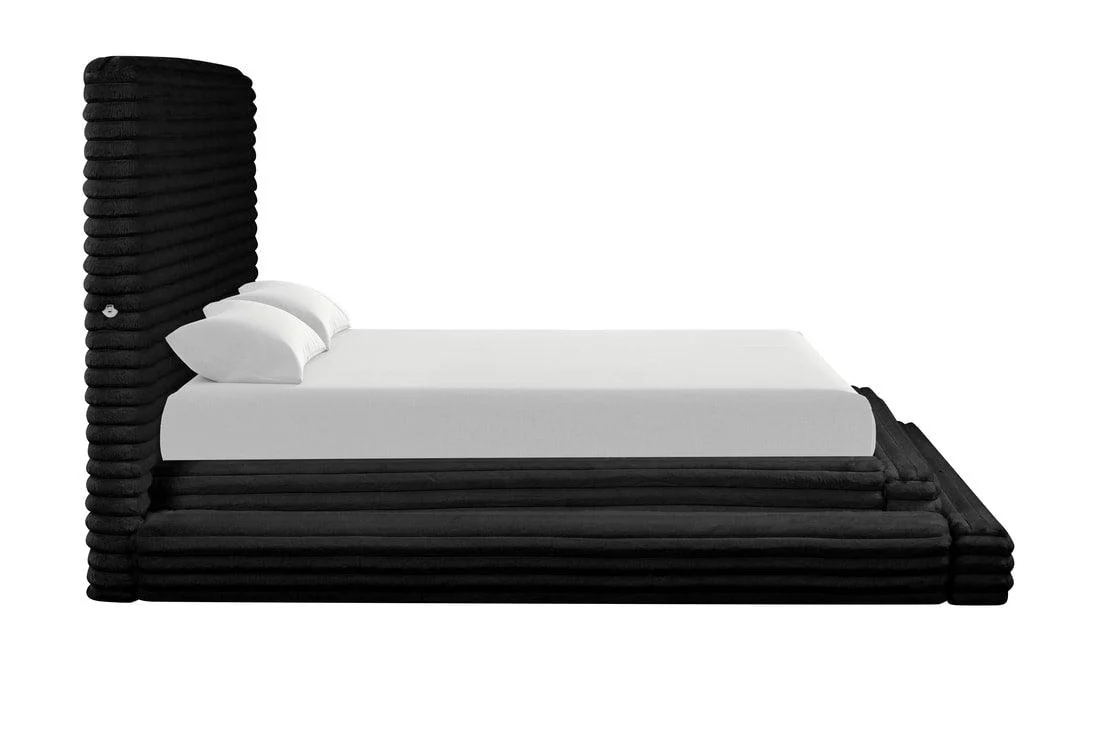 Mariah Black Upholstered Platform King Bed - Image 1