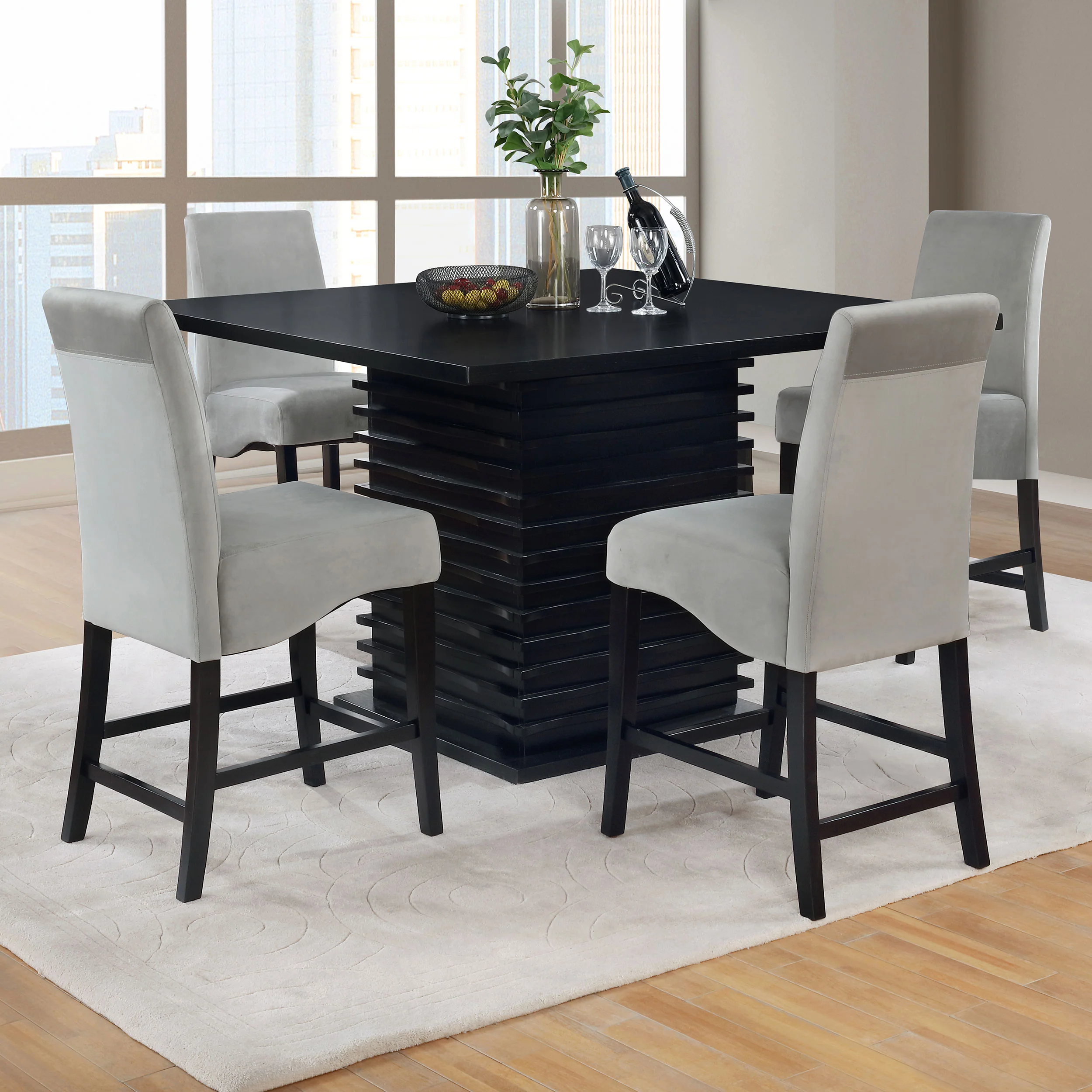 Stanton Black Gray Square Counter Height Set - Image 3