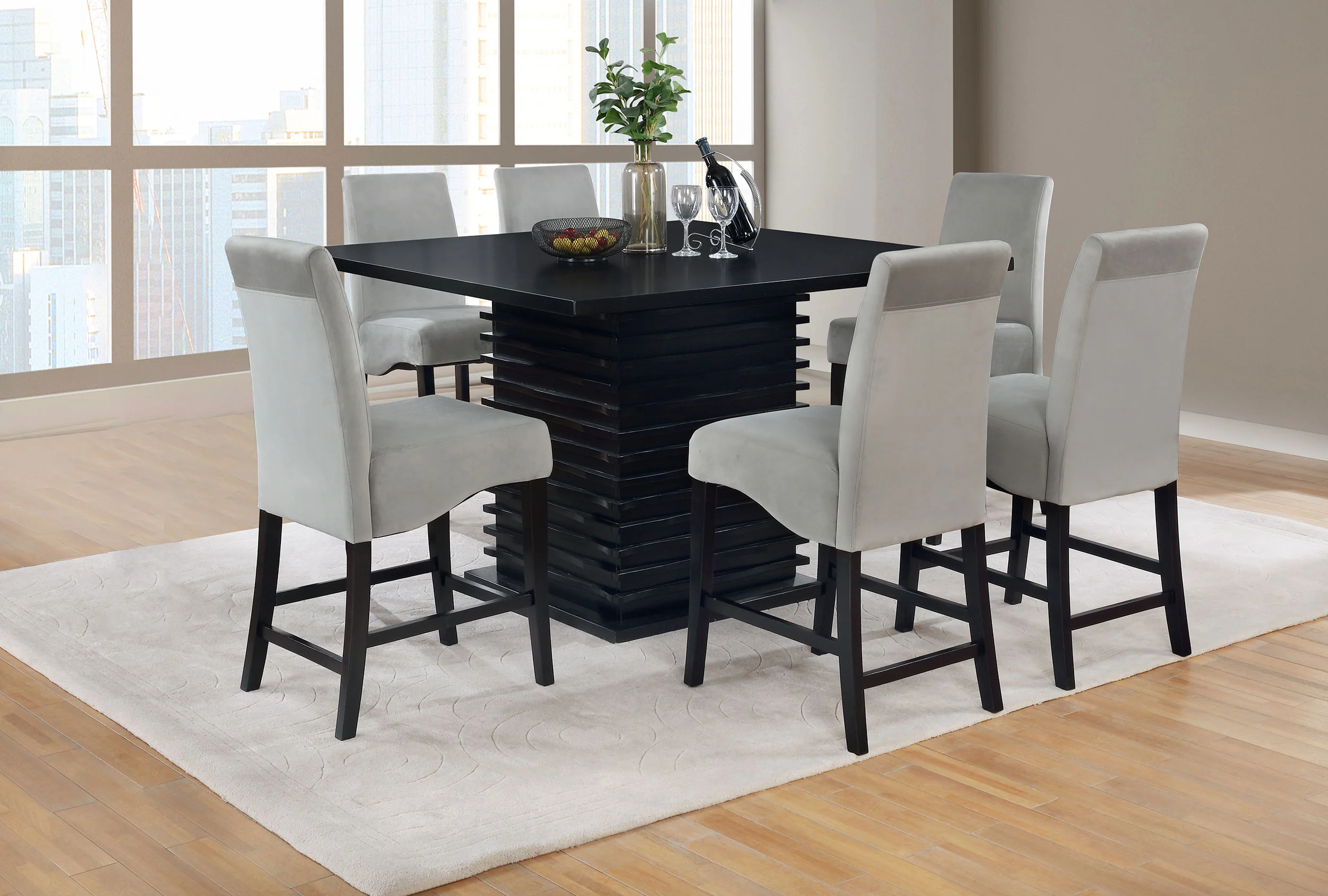 Stanton Black Gray Square Counter Height Set - Image 2