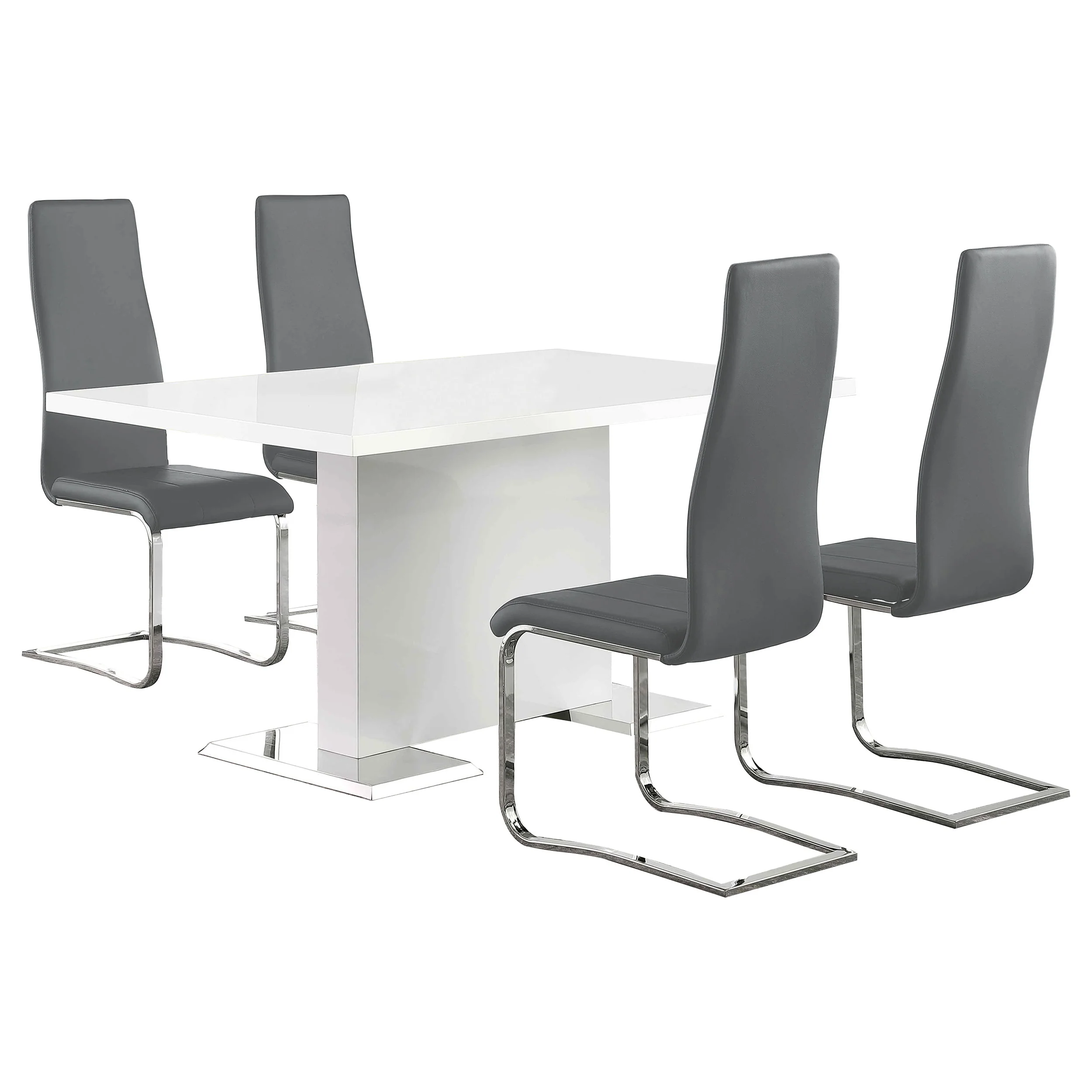 Anges White High Gloss Grey Dining Room Set - Image 2