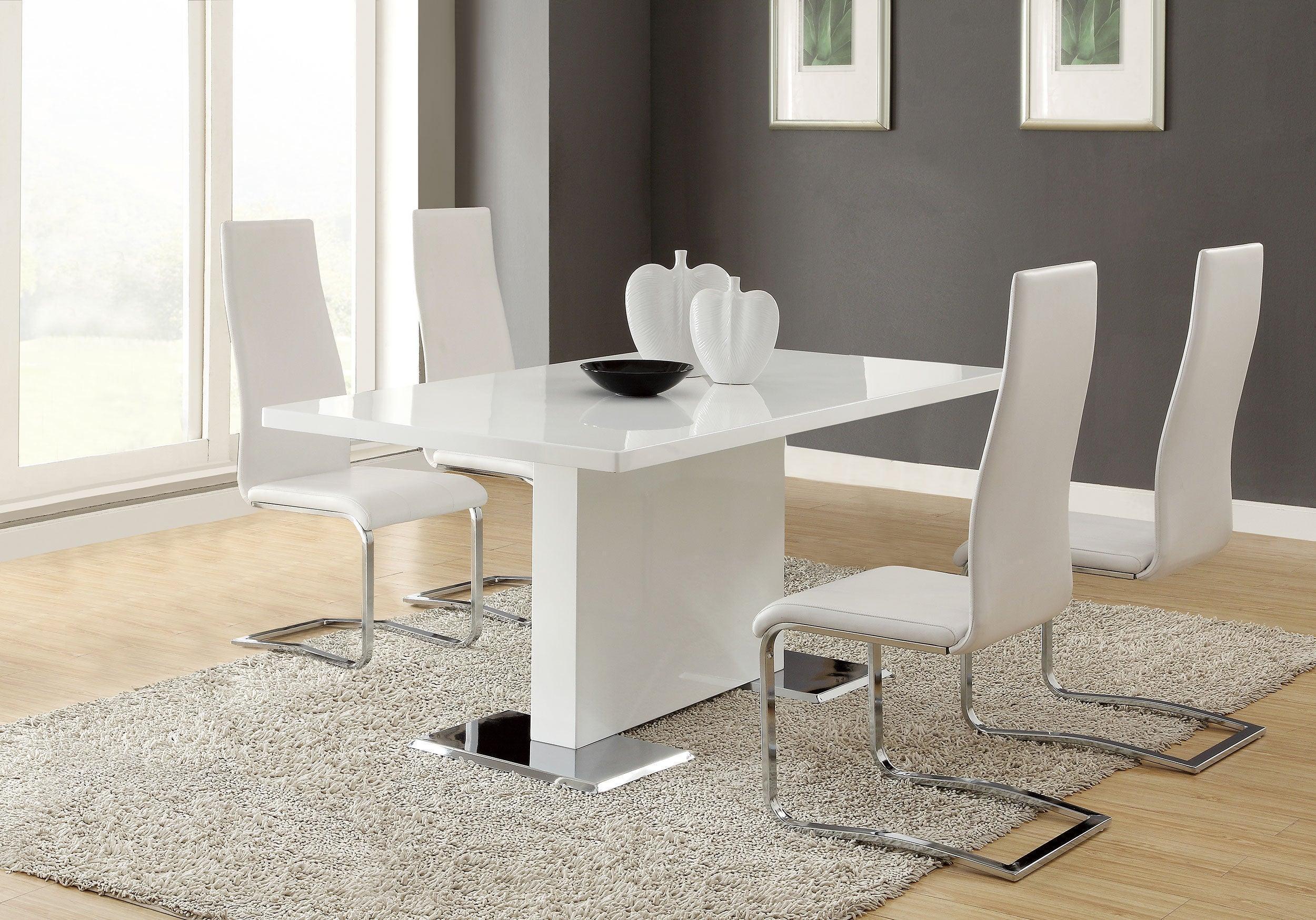 Nameth Glossy White Rectangular Dining Room Set - Image 2