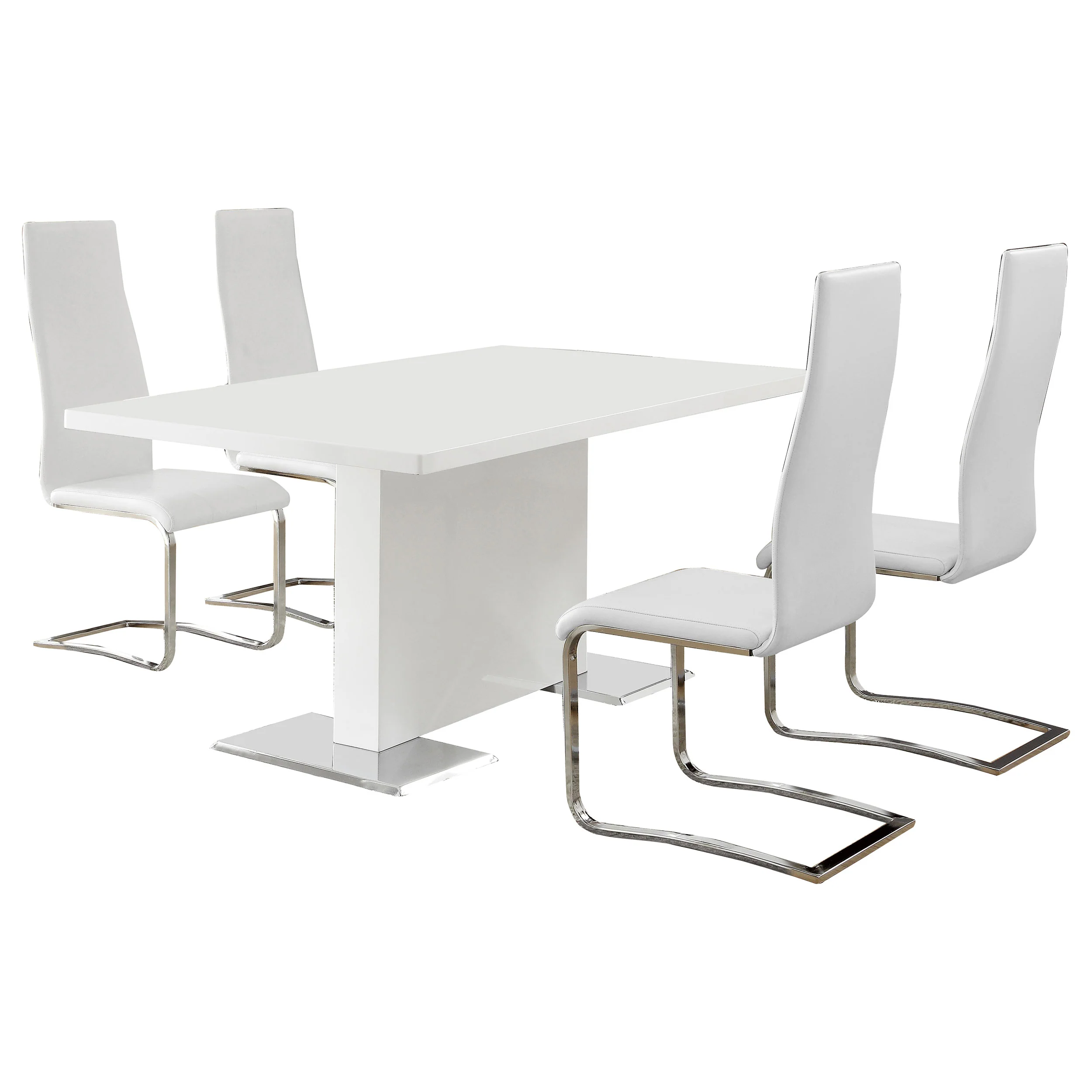 Anges White High Gloss White Dining Room Set - Image 2